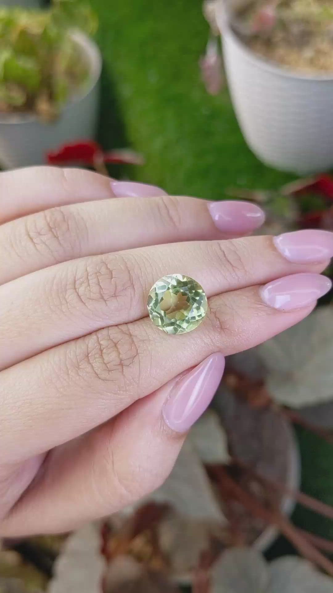6.57 Ct. Yellowish Green Prasiolite from Brazil Size Video