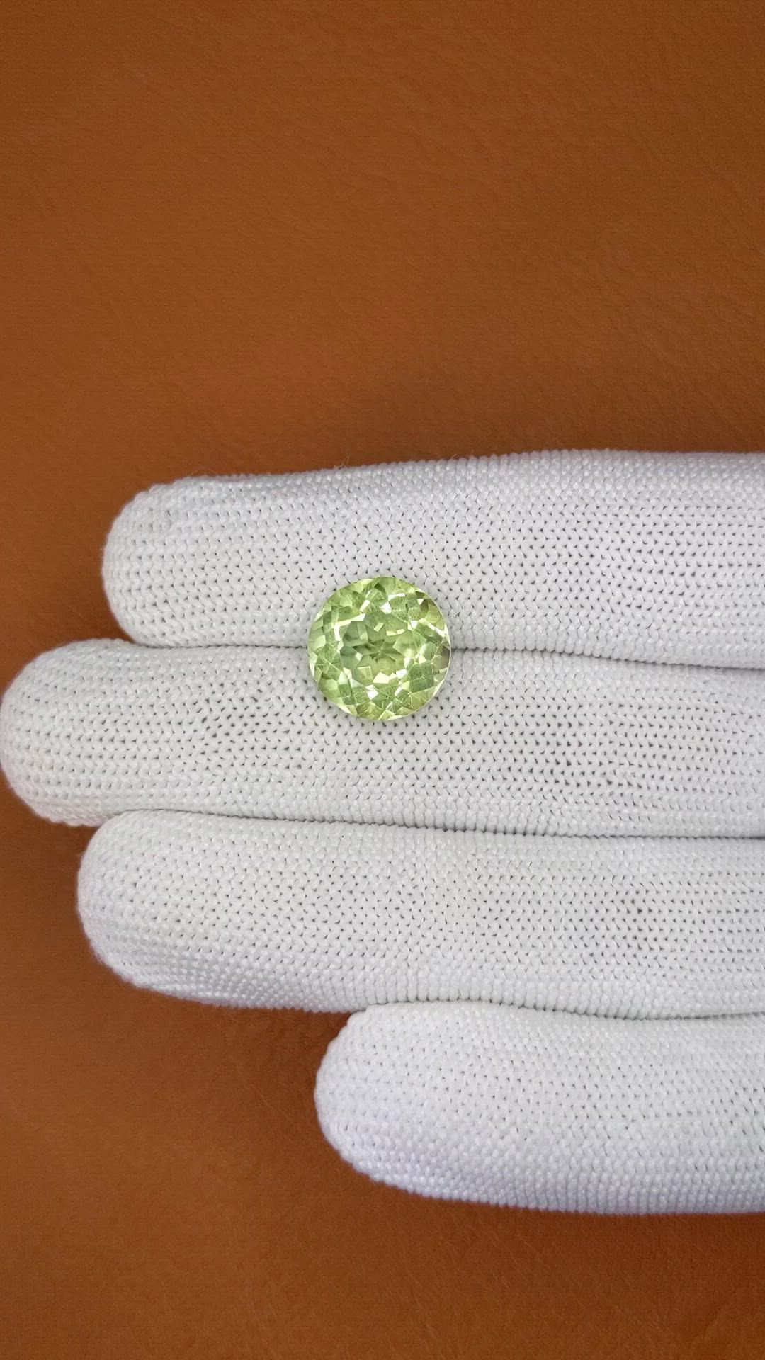 6.57 Ct. Yellowish Green Prasiolite from Brazil Size Video