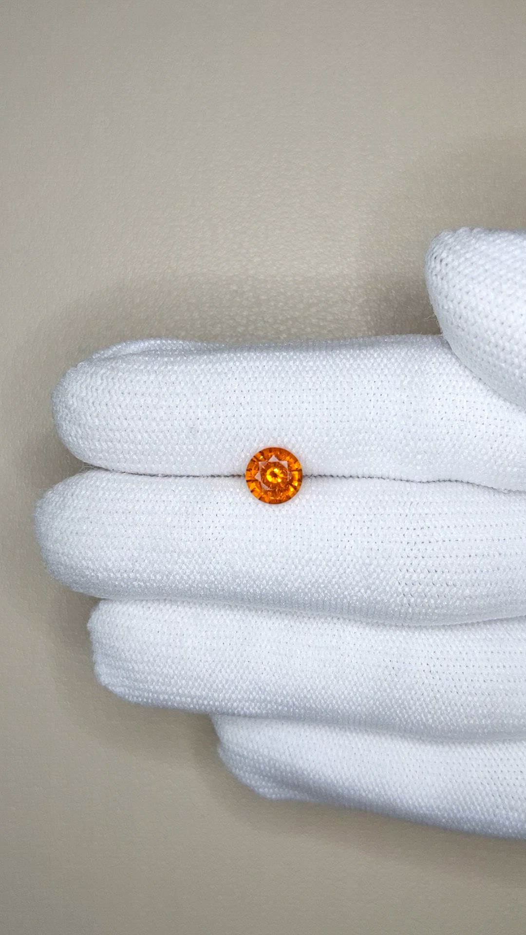 1.35 Ct. Orange Spessartite Garnet from Tanzania Size Video