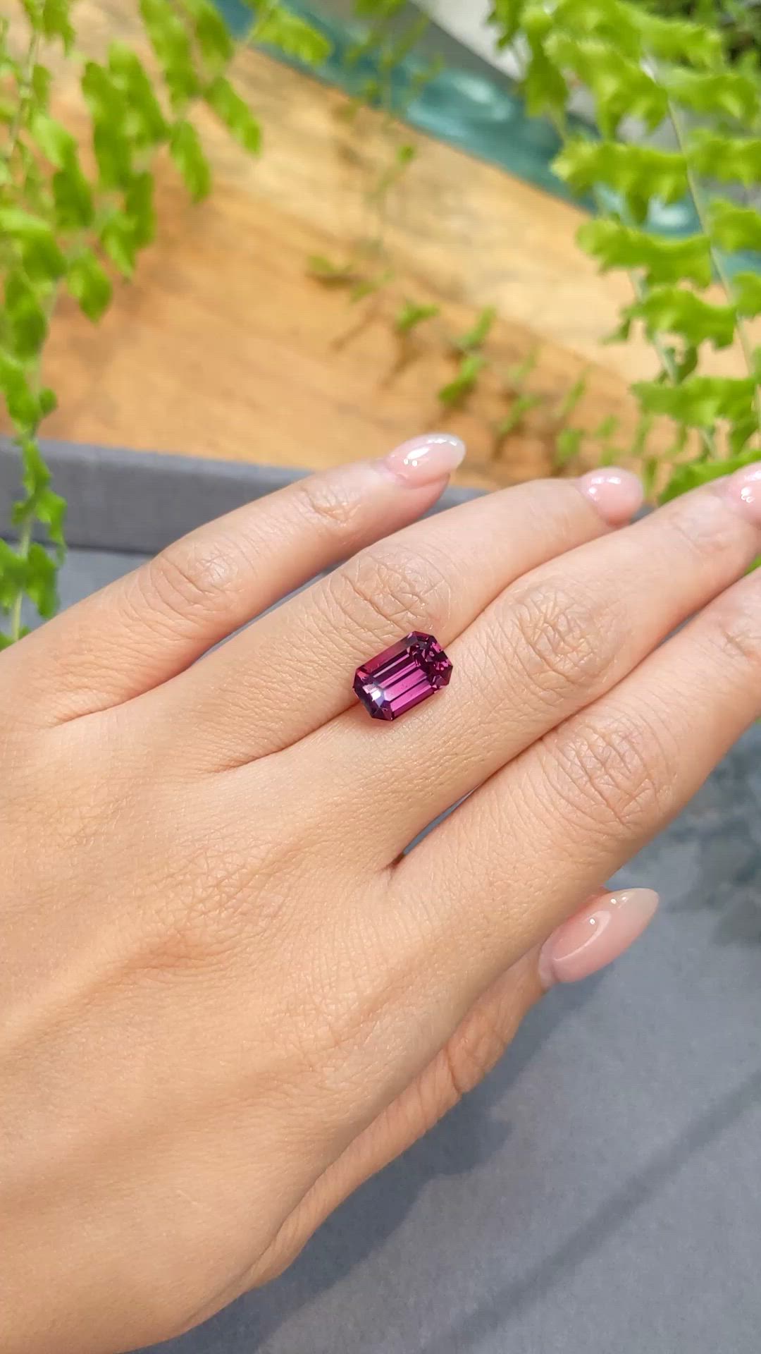 4.46 Ct. Purplish Pink Garnet from Tanzania Size Video