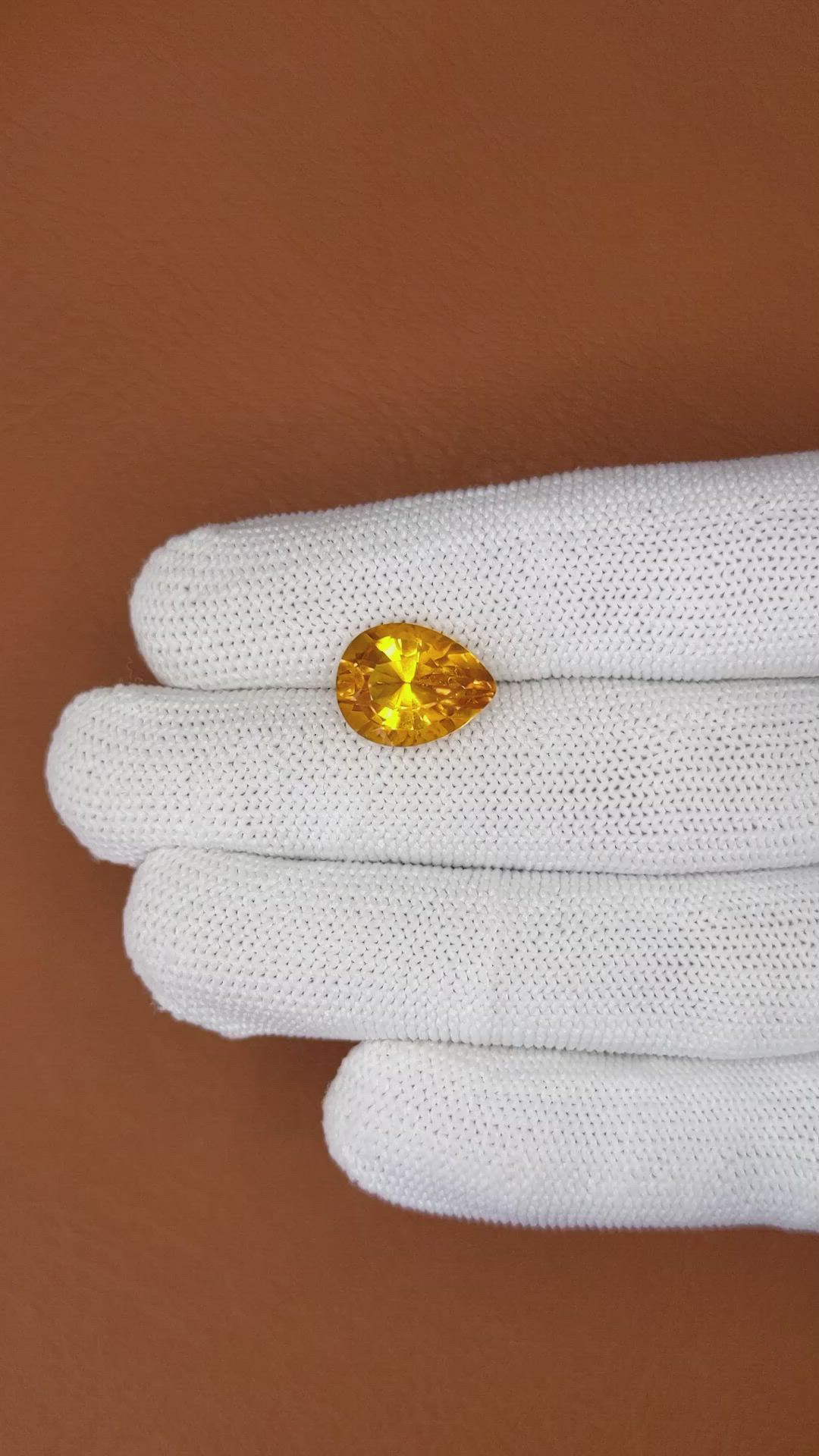 5.19 Ct. Yellowish Orange Citrine from Ceylon (Sri Lanka) Size Video