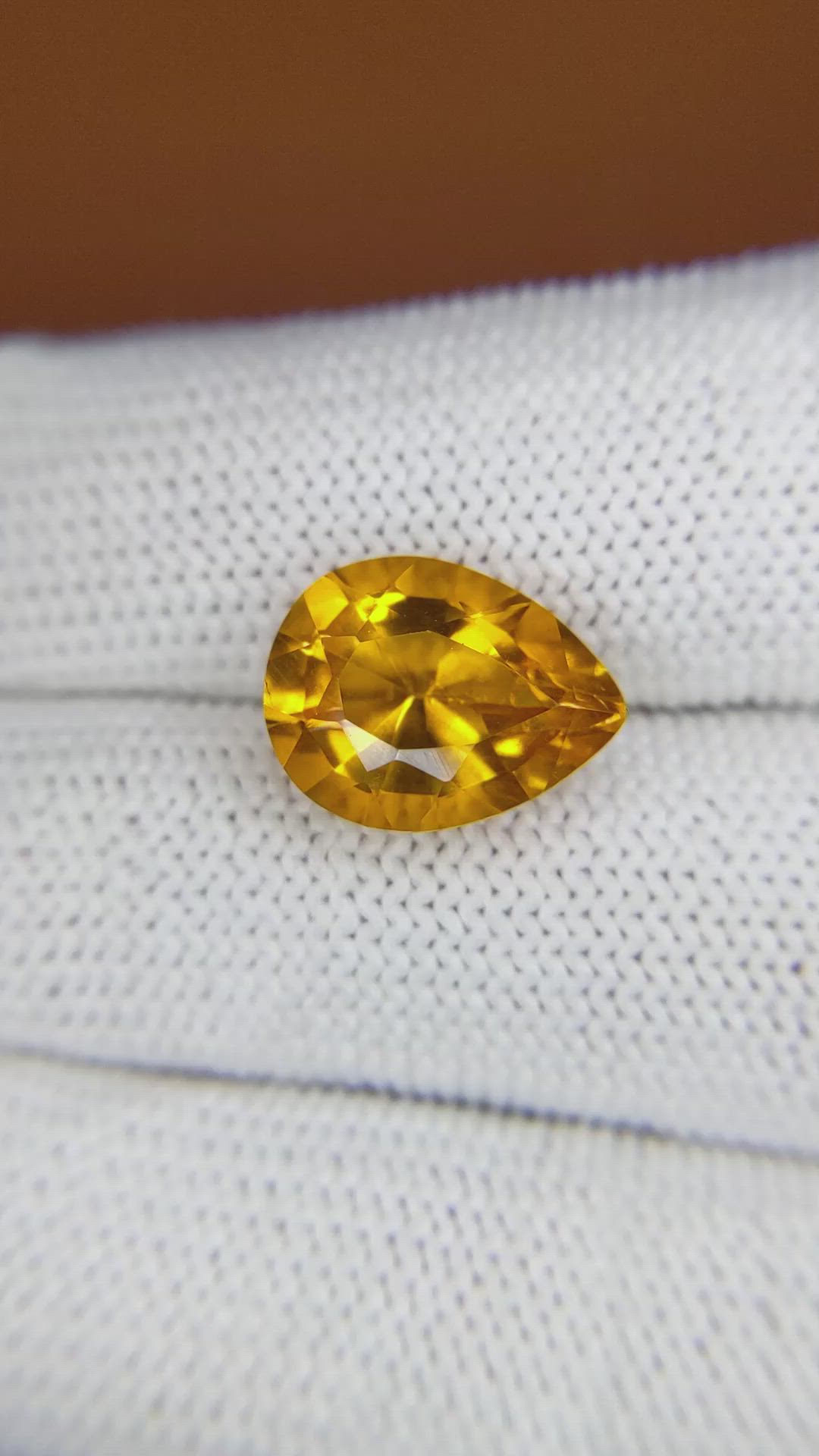 5.19 Ct. Yellowish Orange Citrine from Ceylon (Sri Lanka) Size Video