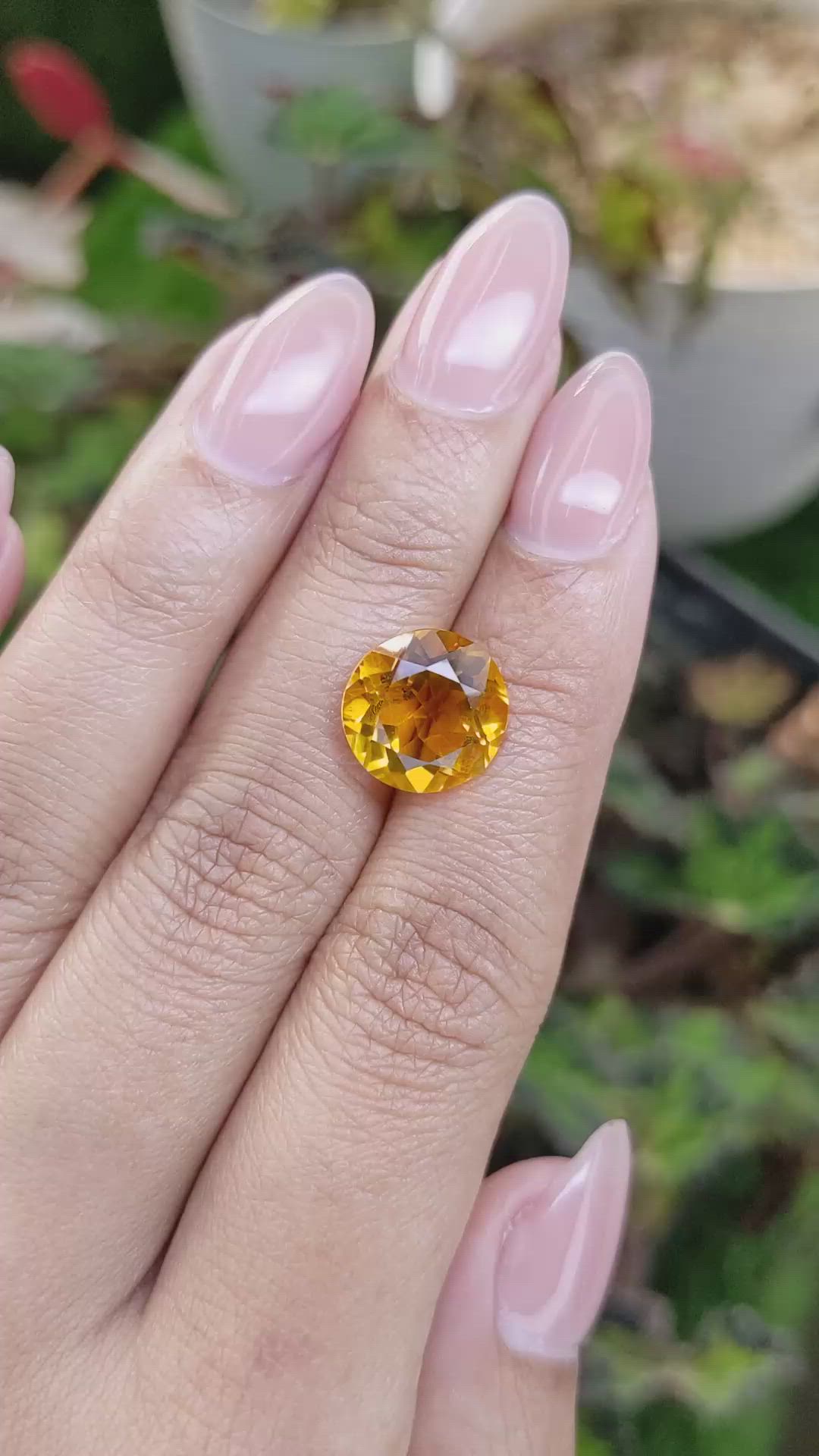 5.25 Ct. Orangish Yellow Citrine from Ceylon (Sri Lanka) Size Video