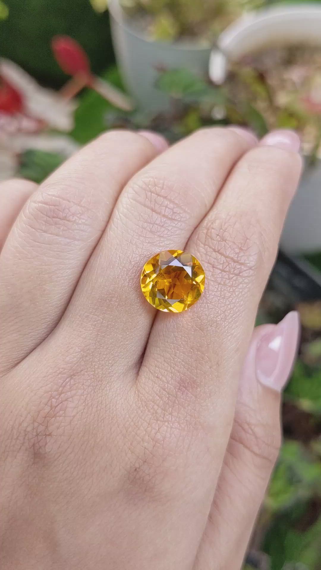 5.25 Ct. Orangish Yellow Citrine from Ceylon (Sri Lanka) Size Video