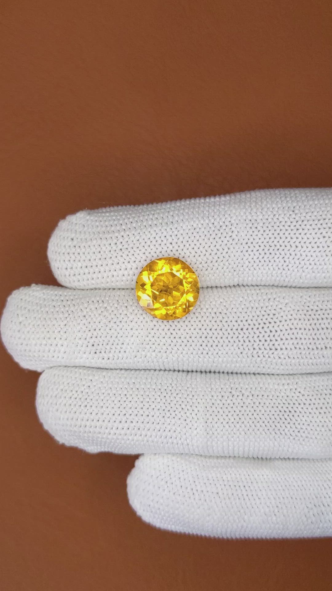 5.25 Ct. Orangish Yellow Citrine from Ceylon (Sri Lanka) Size Video