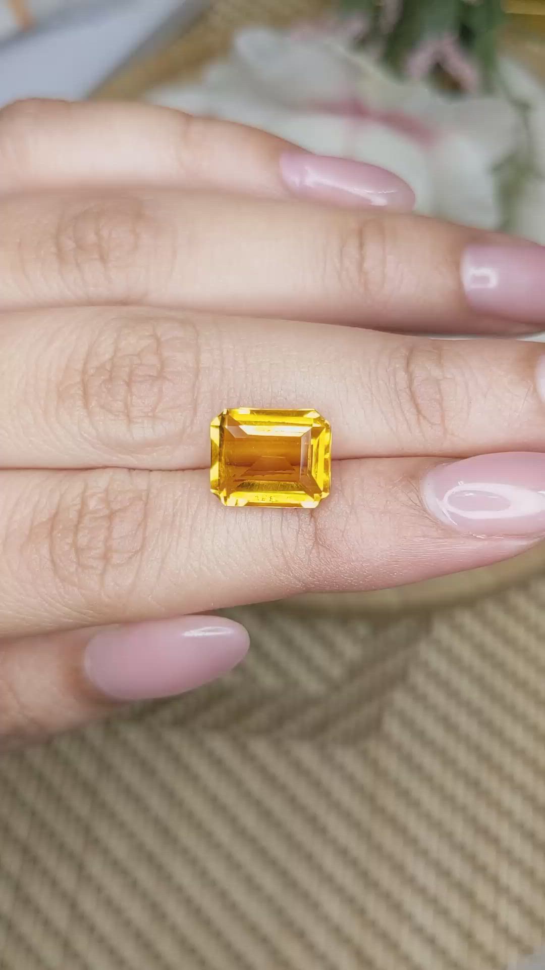 4.51 Ct. Orangish Yellow Citrine from Ceylon (Sri Lanka) Size Video