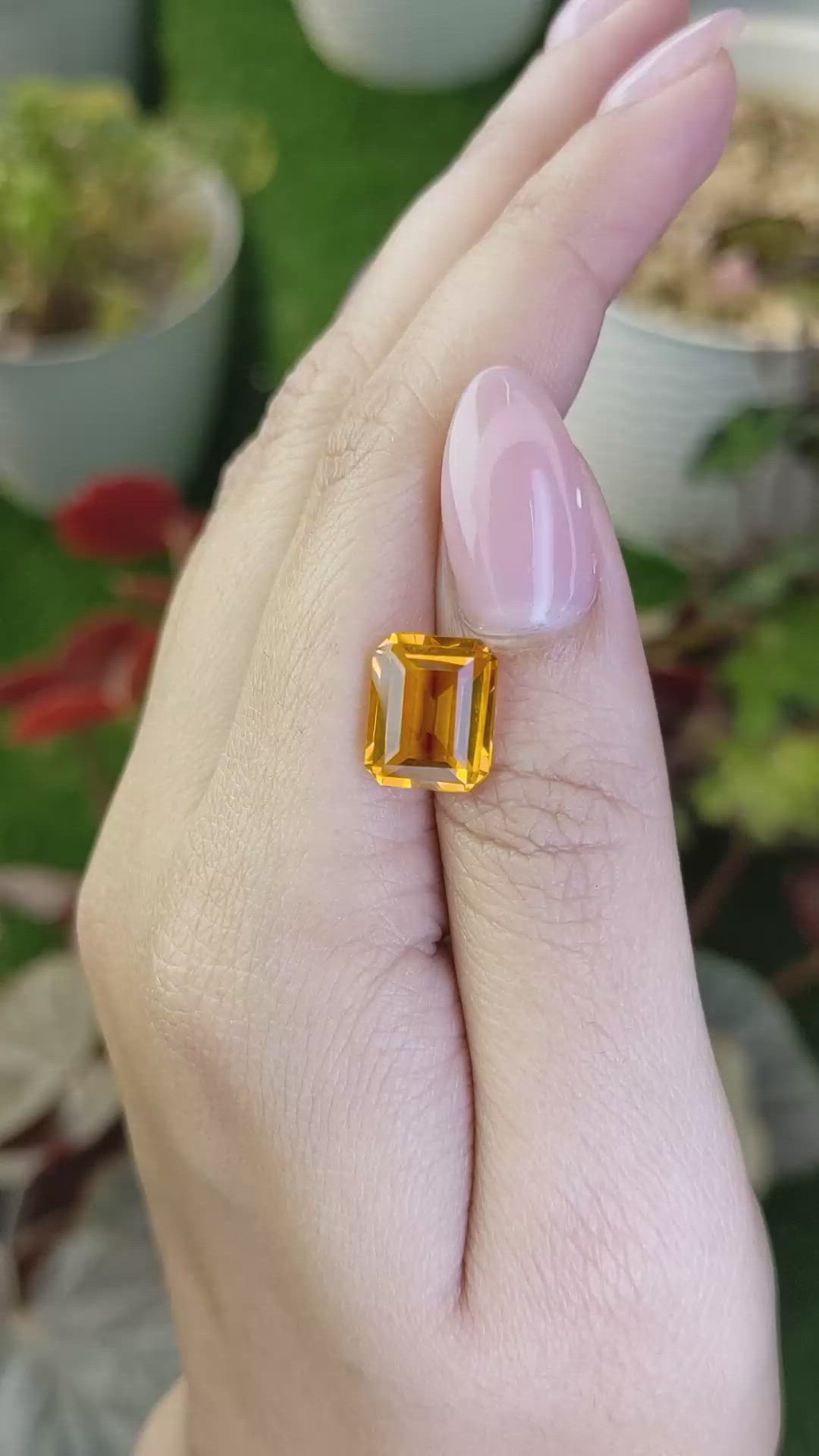 4.51 Ct. Orangish Yellow Citrine from Ceylon (Sri Lanka) Size Video