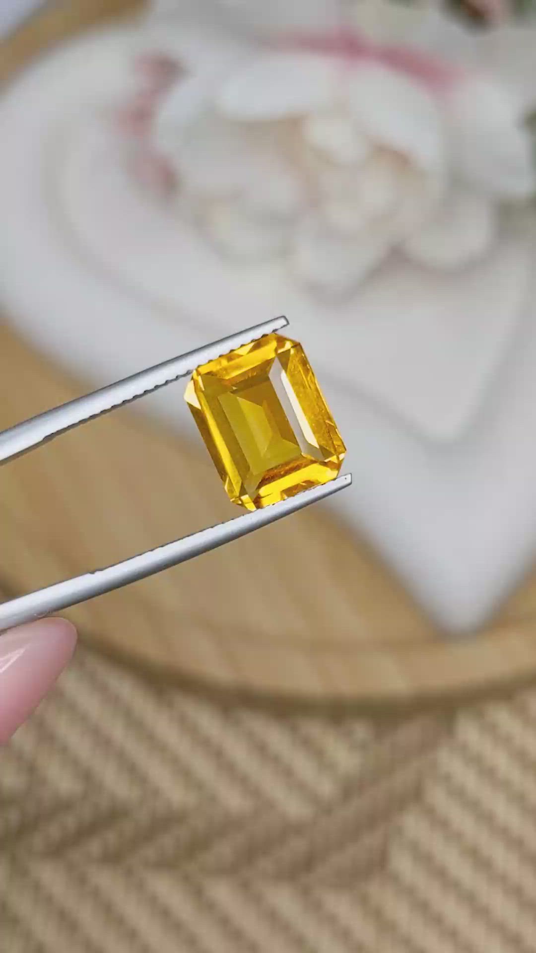 4.51 Ct. Orangish Yellow Citrine from Ceylon (Sri Lanka) Size Video