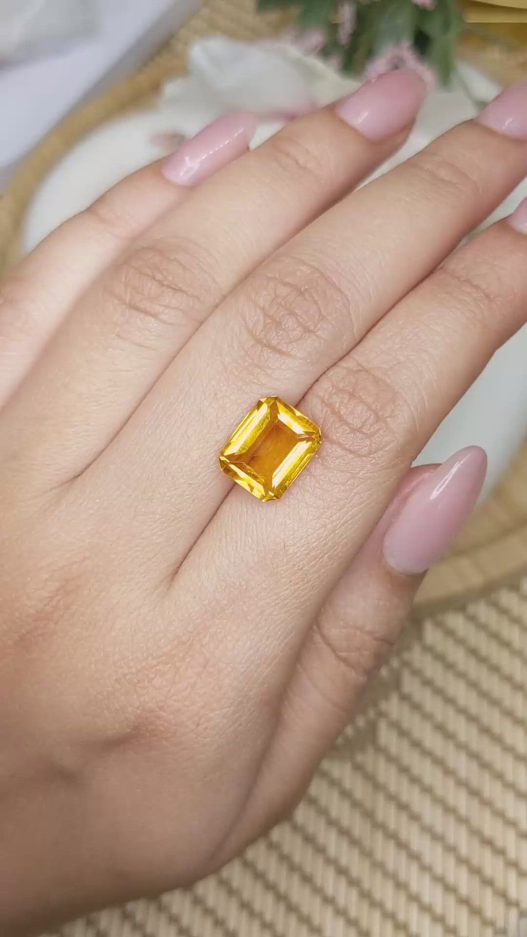 4.51 Ct. Orangish Yellow Citrine from Ceylon (Sri Lanka) Size Video