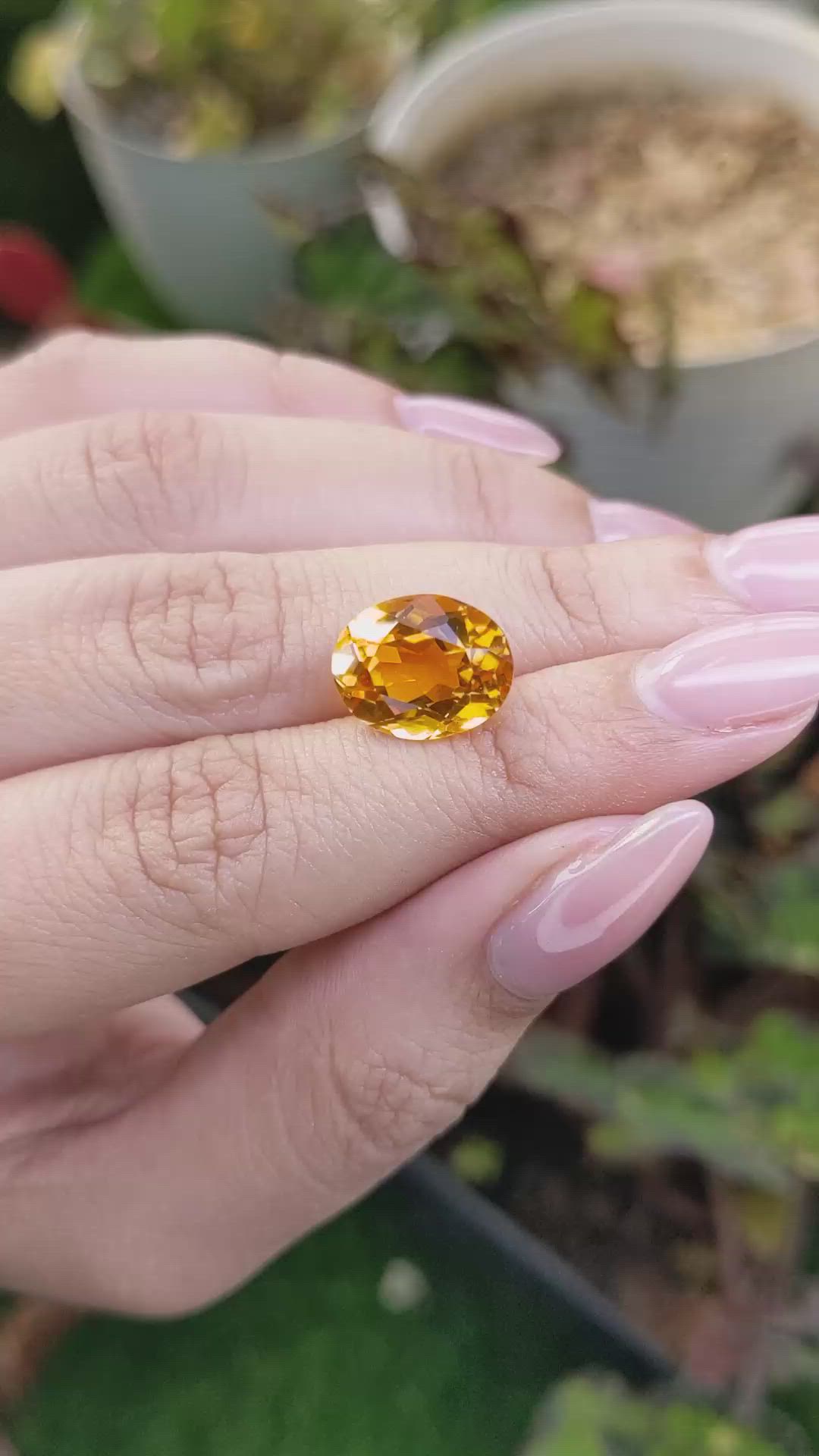5.48 Ct. Yellowish Orange Citrine from Ceylon (Sri Lanka) Size Video