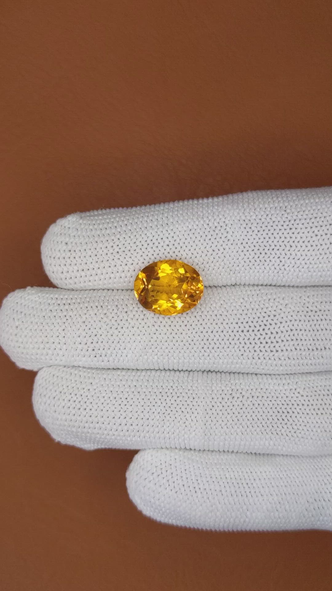 5.48 Ct. Yellowish Orange Citrine from Ceylon (Sri Lanka) Size Video