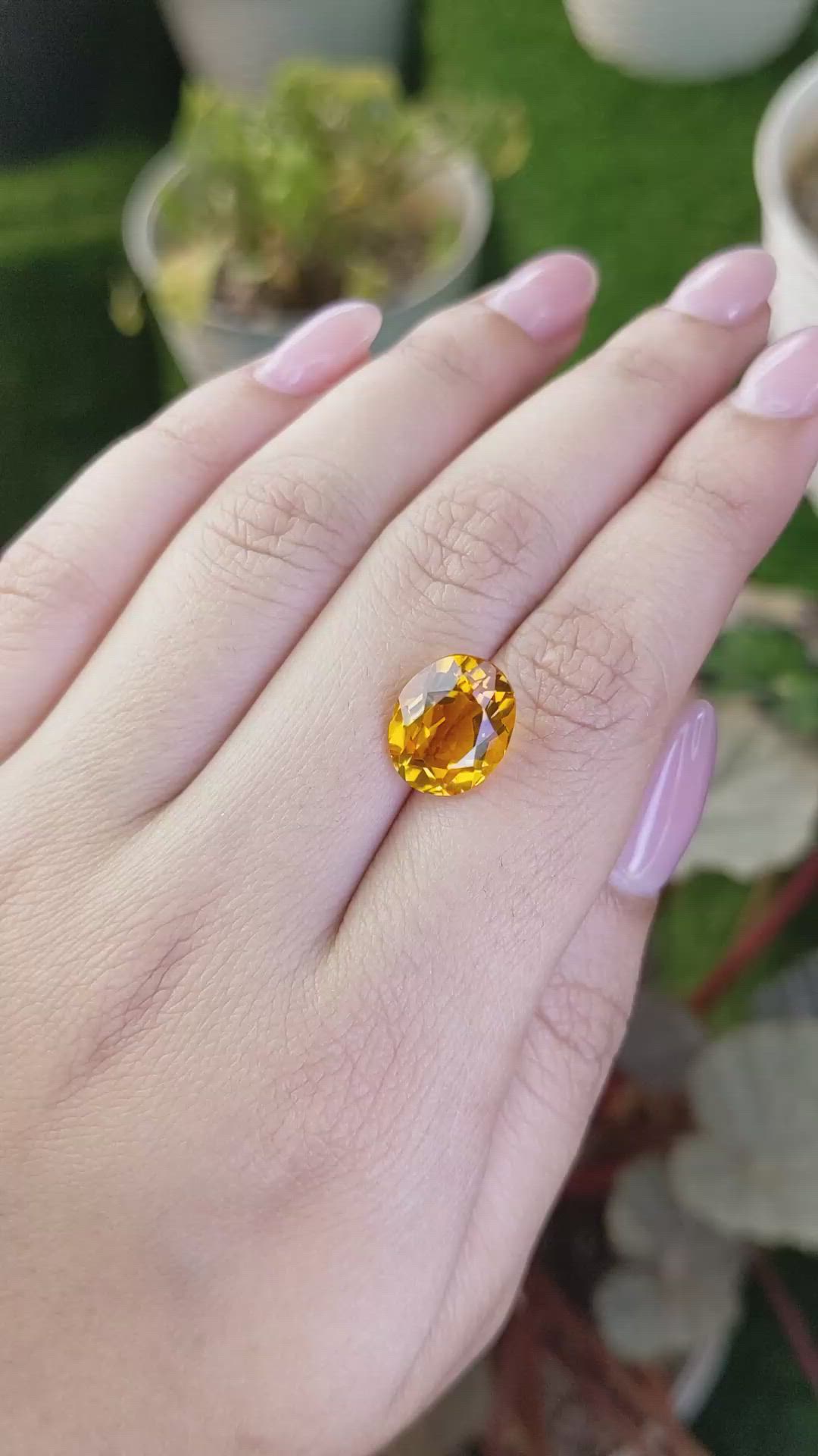 5.48 Ct. Yellowish Orange Citrine from Ceylon (Sri Lanka) Size Video