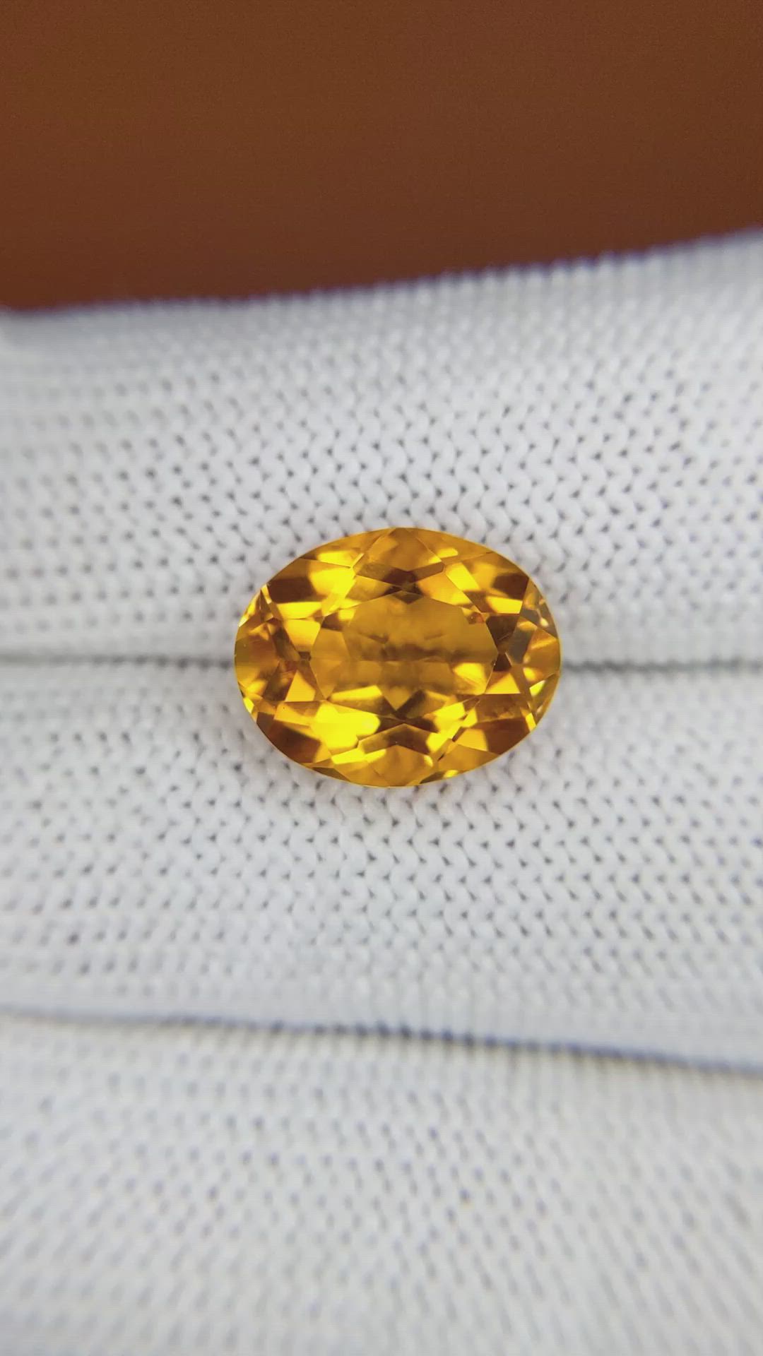 5.48 Ct. Yellowish Orange Citrine from Ceylon (Sri Lanka) Size Video