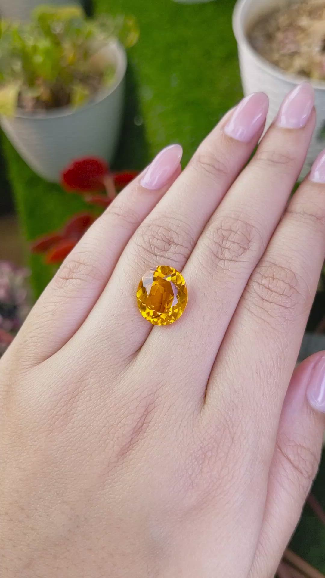 6.55 Ct. Orangish Yellow Citrine from Ceylon (Sri Lanka) Size Video