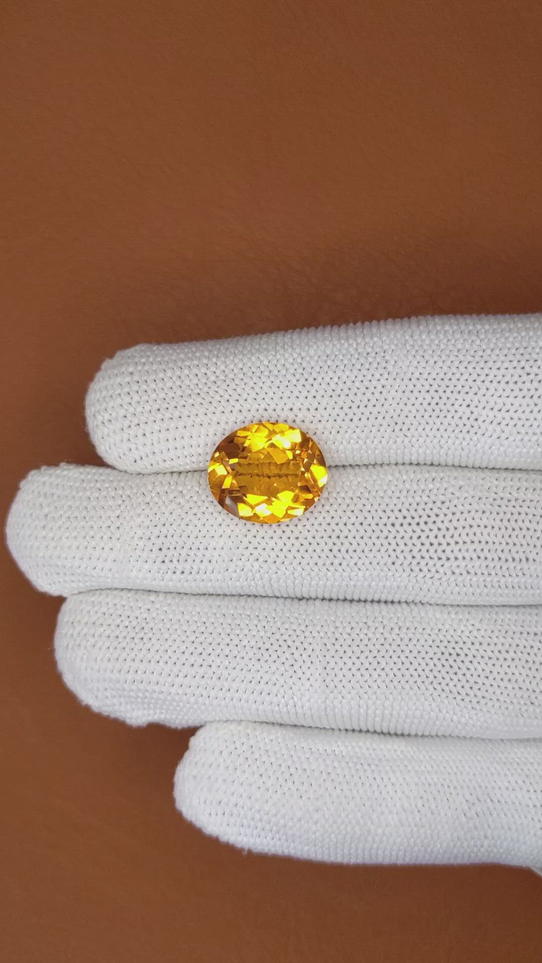 6.55 Ct. Orangish Yellow Citrine from Ceylon (Sri Lanka) Size Video