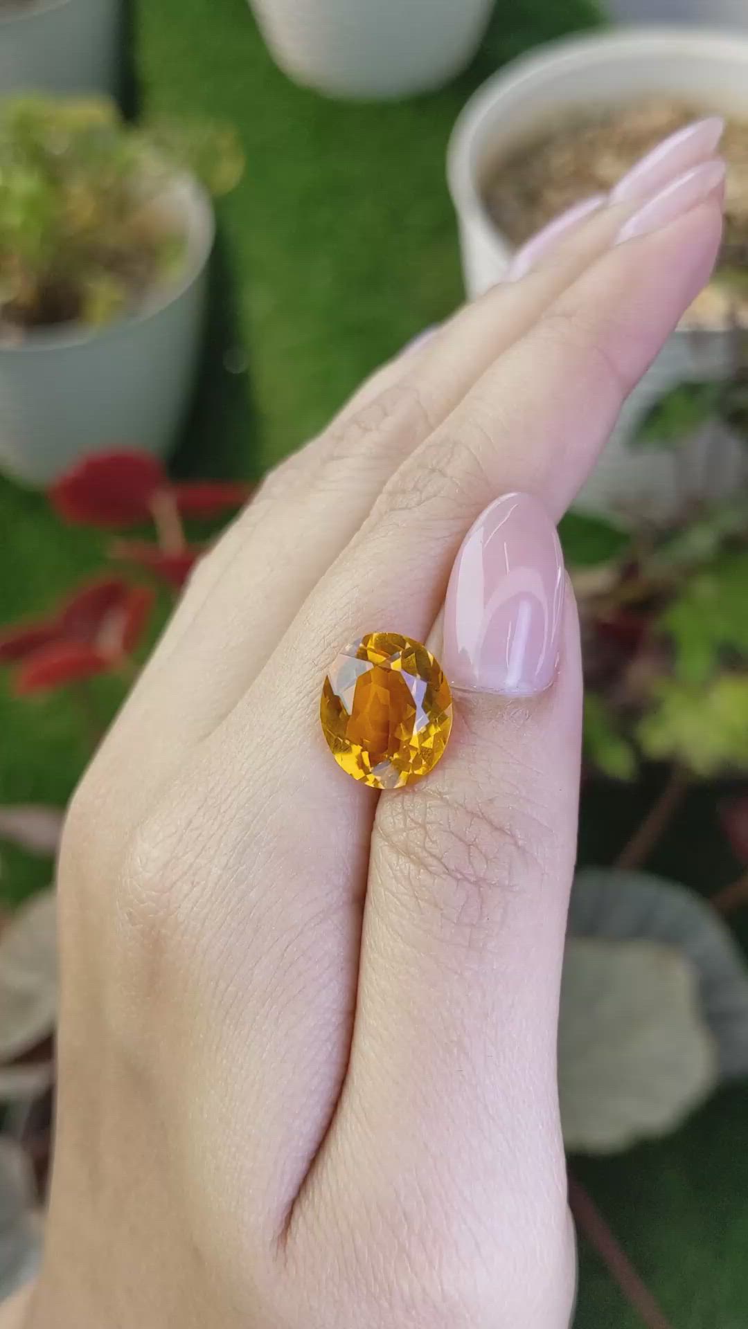 6.55 Ct. Orangish Yellow Citrine from Ceylon (Sri Lanka) Size Video