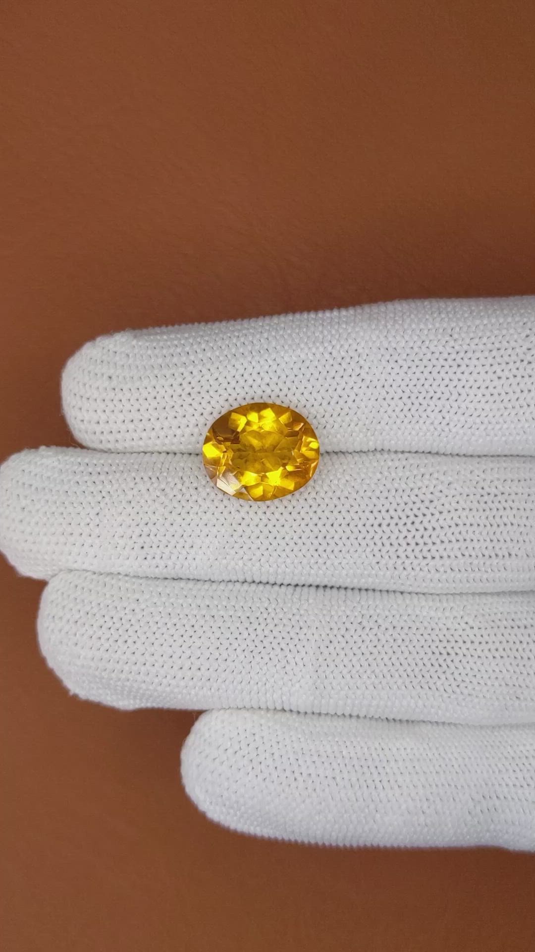 6.00 Ct. Orangish Yellow Citrine from Ceylon (Sri Lanka) Size Video