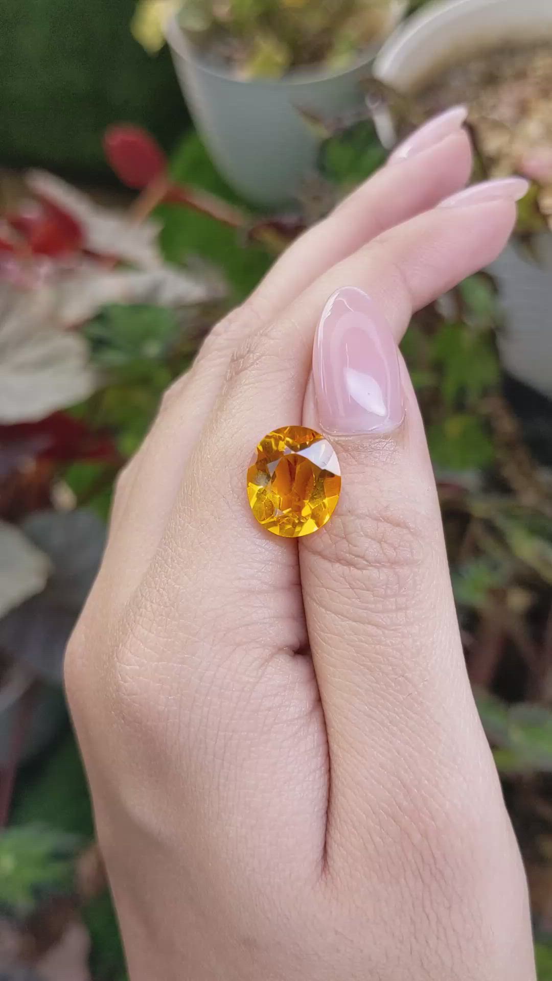 6.00 Ct. Orangish Yellow Citrine from Ceylon (Sri Lanka) Size Video