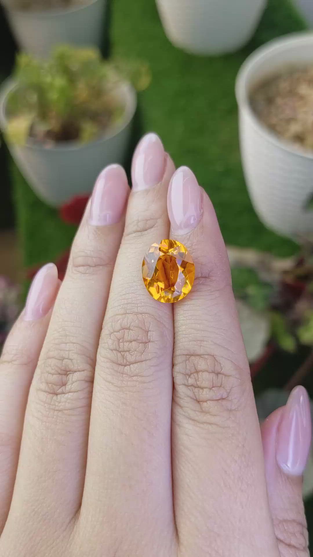 6.00 Ct. Orangish Yellow Citrine from Ceylon (Sri Lanka) Size Video