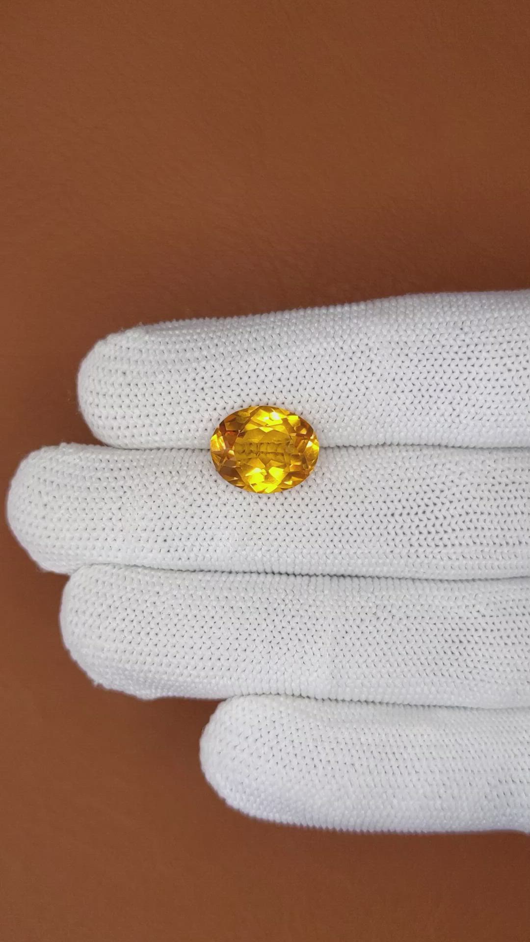 4.87 Ct. Yellow Citrine from Ceylon (Sri Lanka) Size Video
