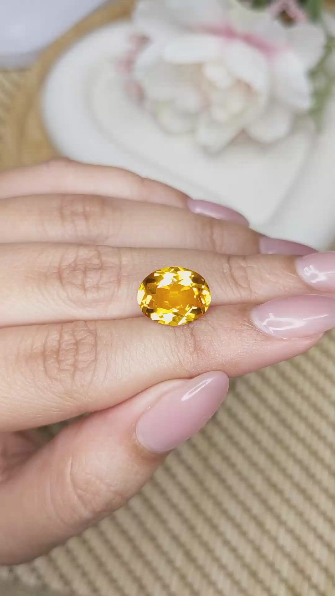 4.87 Ct. Yellow Citrine from Ceylon (Sri Lanka) Size Video