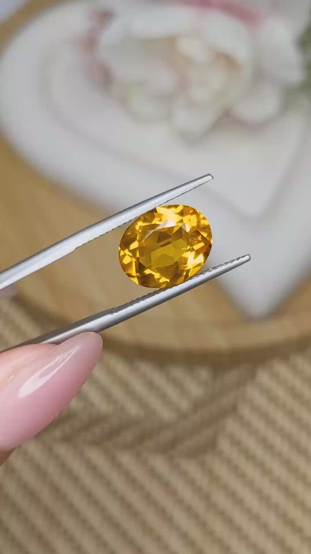 4.87 Ct. Yellow Citrine from Ceylon (Sri Lanka) Size Video