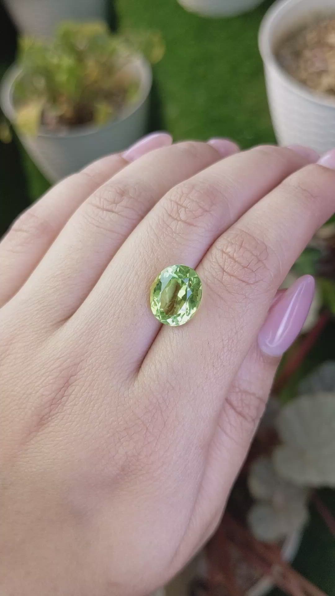5.59 Ct. Yellowish Green Prasiolite from Brazil Size Video