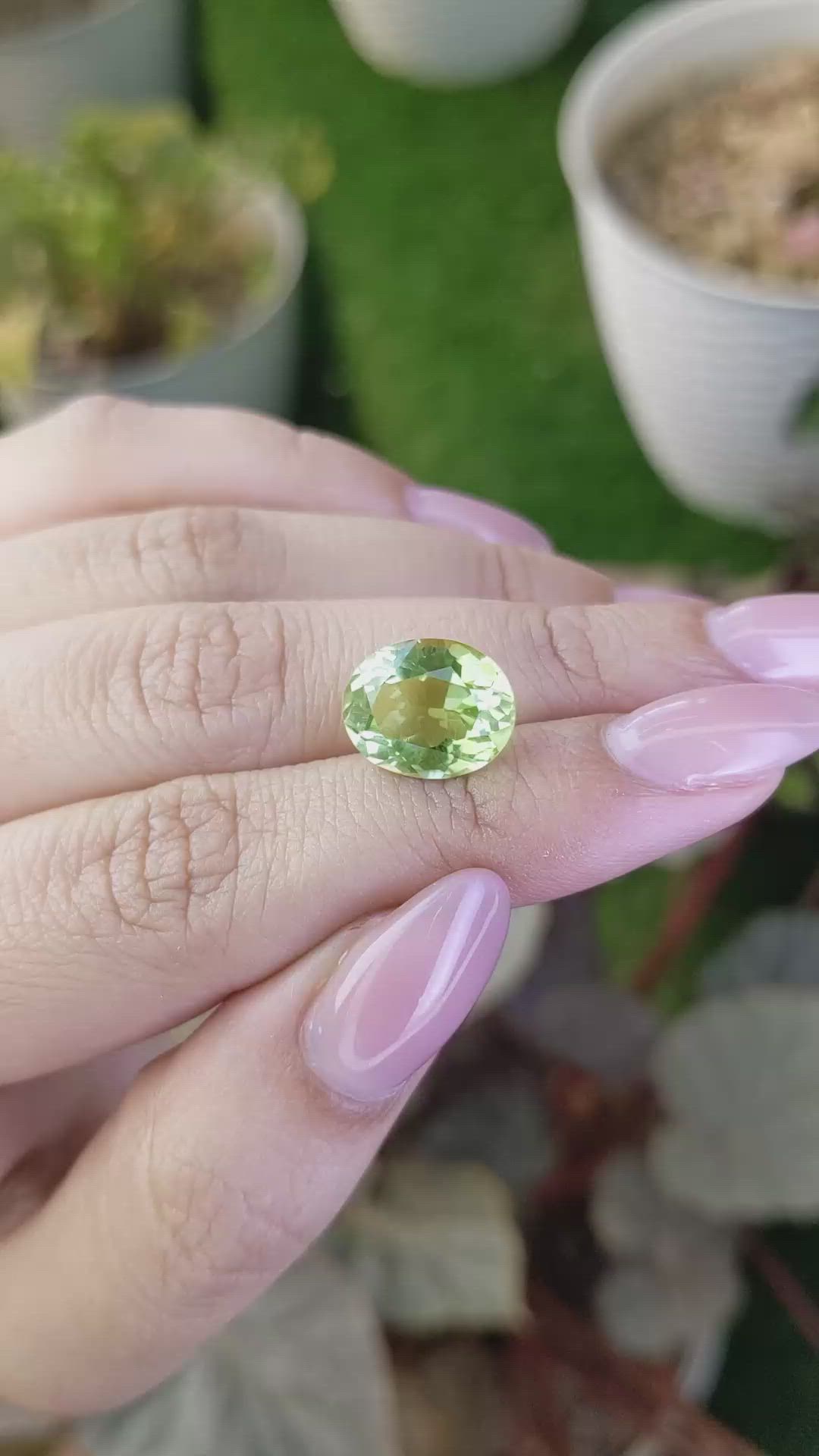 5.59 Ct. Yellowish Green Prasiolite from Brazil Size Video