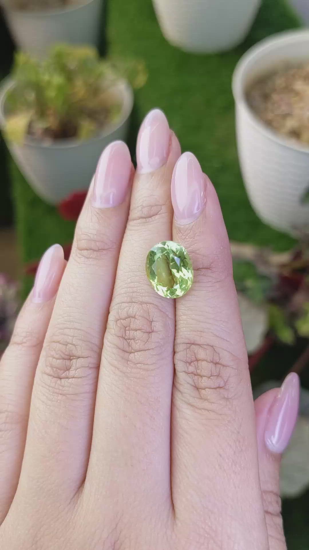 5.59 Ct. Yellowish Green Prasiolite from Brazil Size Video