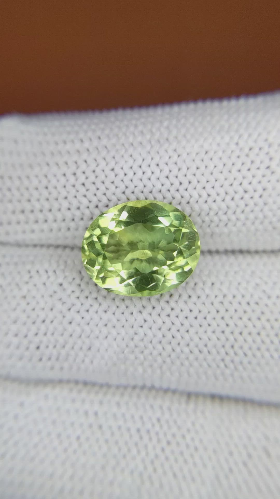5.59 Ct. Yellowish Green Prasiolite from Brazil Size Video