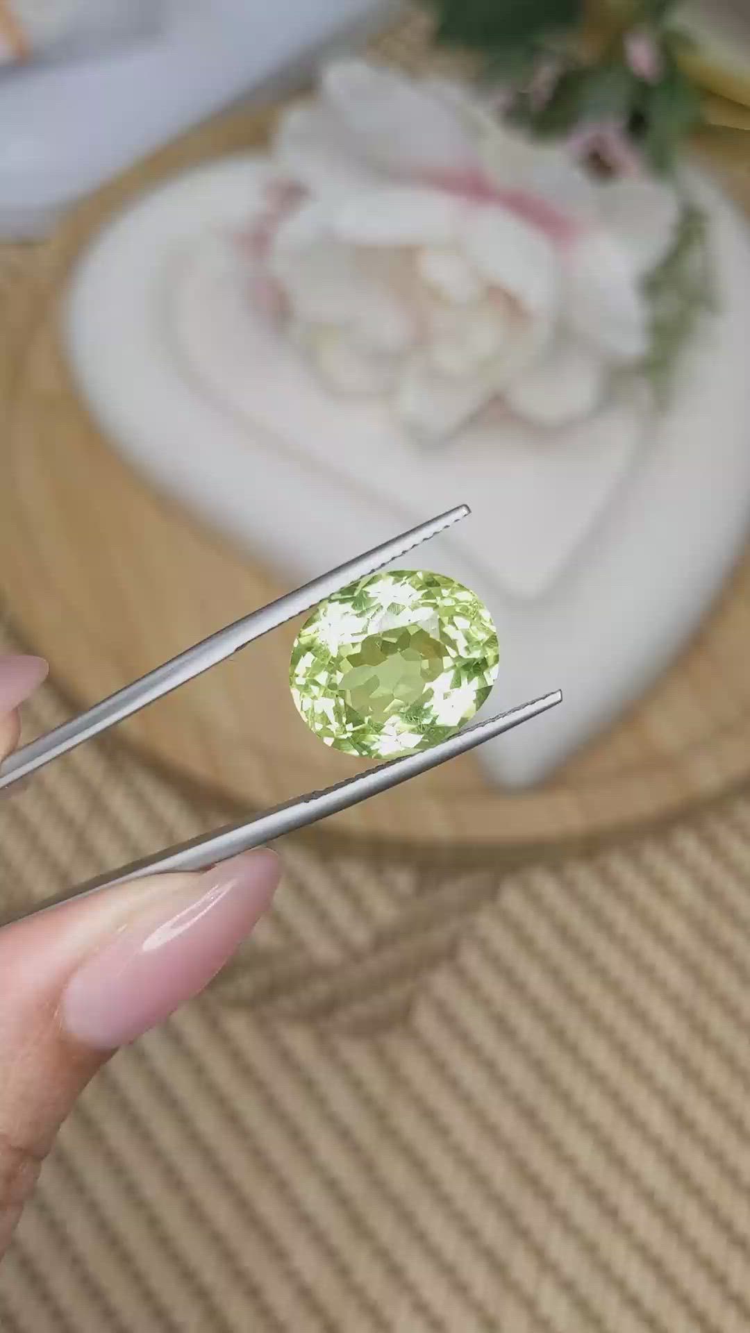 10.19 Ct. Yellowish Green Prasiolite from Brazil Size Video