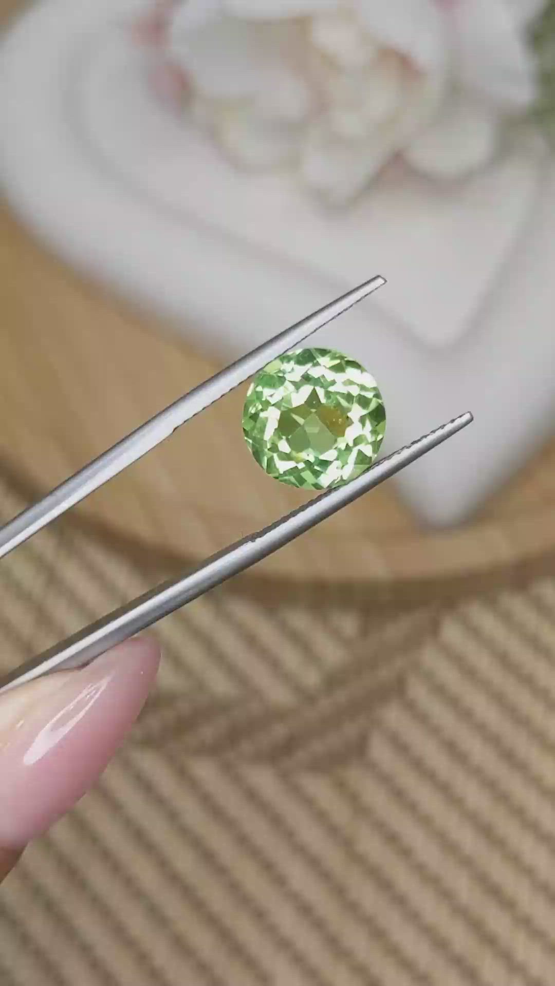 5.63 Ct. Yellowish Green Prasiolite from Brazil Size Video