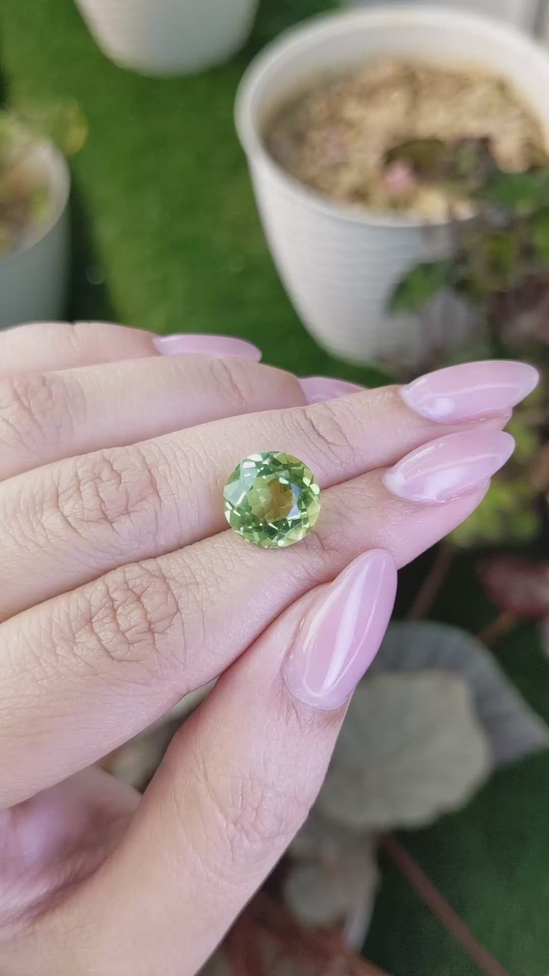 5.63 Ct. Yellowish Green Prasiolite from Brazil Size Video