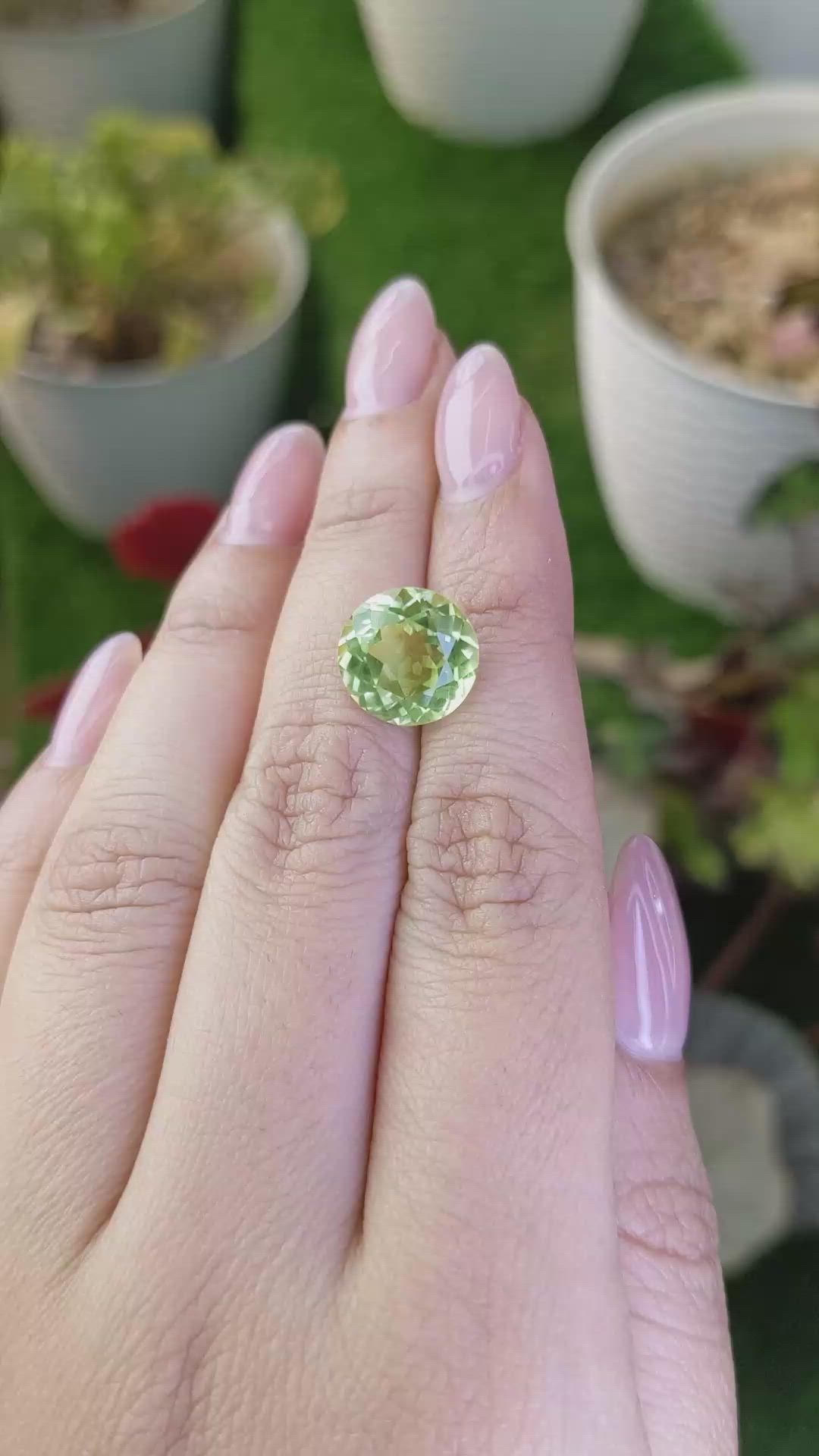 5.40 Ct. Yellowish Green Prasiolite from Brazil Size Video