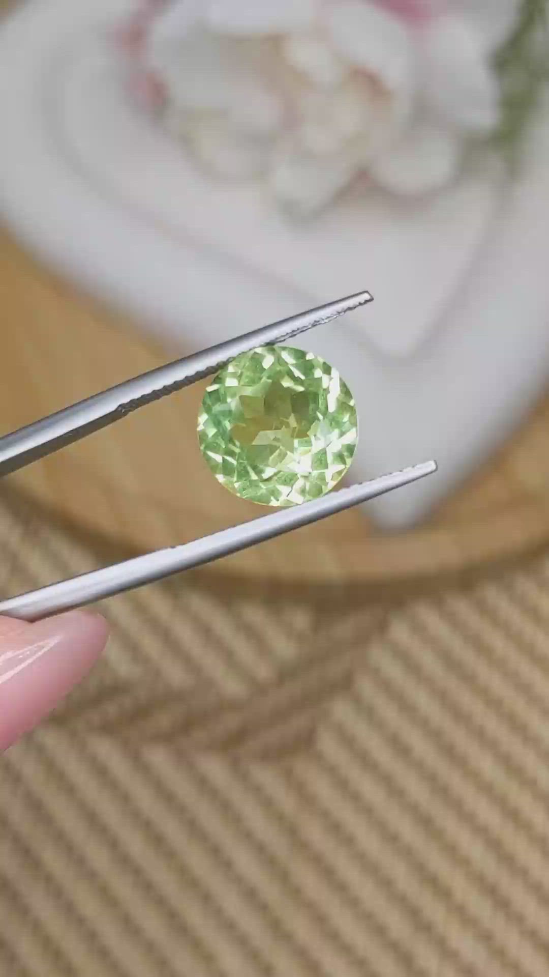 5.40 Ct. Yellowish Green Prasiolite from Brazil Size Video