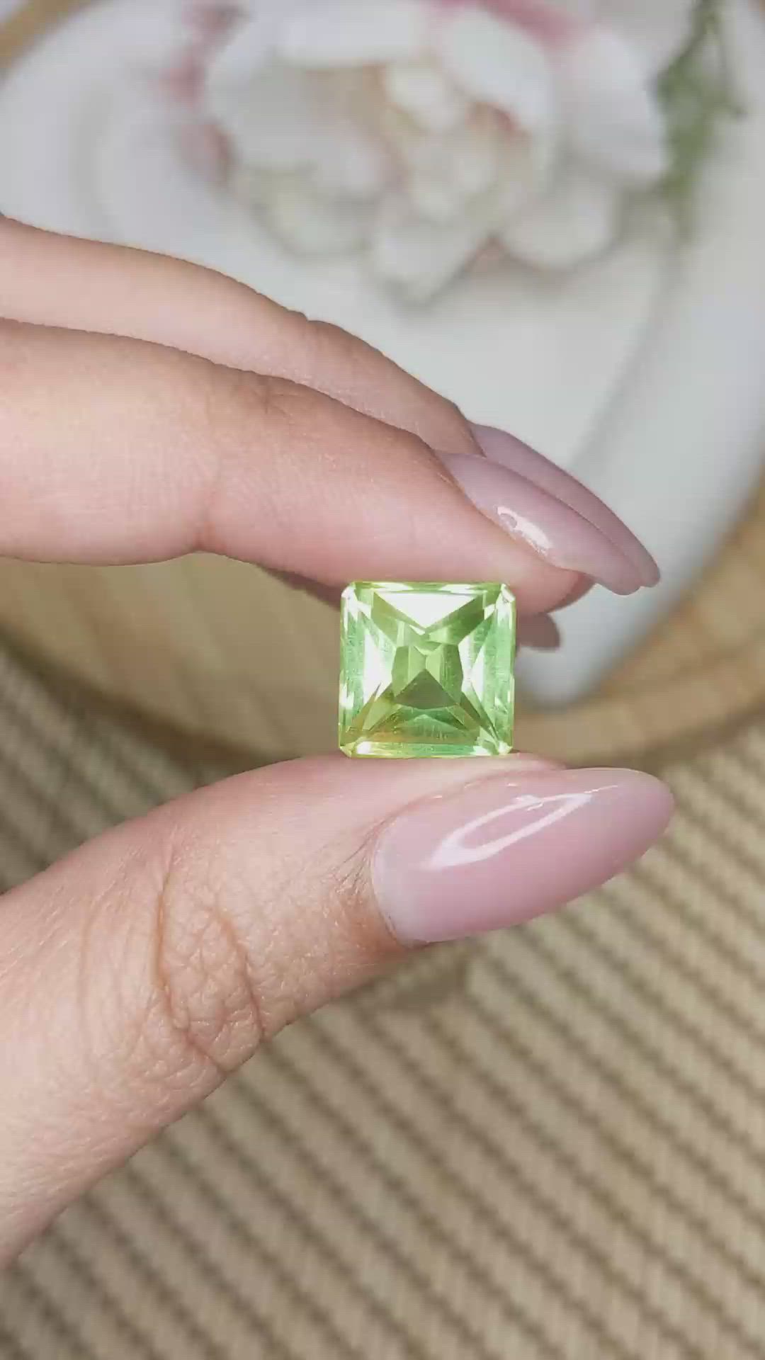 6.47 Ct. Yellowish Green Prasiolite from Brazil Size Video