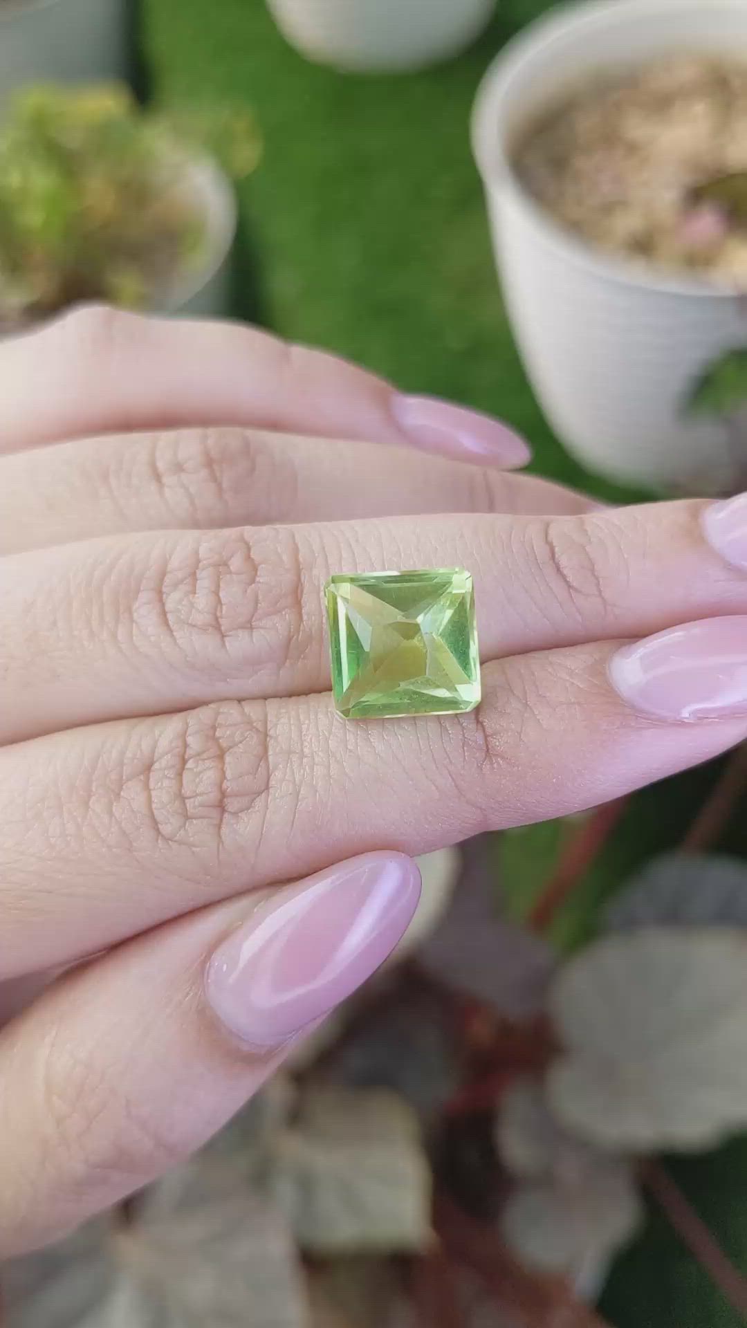 6.47 Ct. Yellowish Green Prasiolite from Brazil Size Video