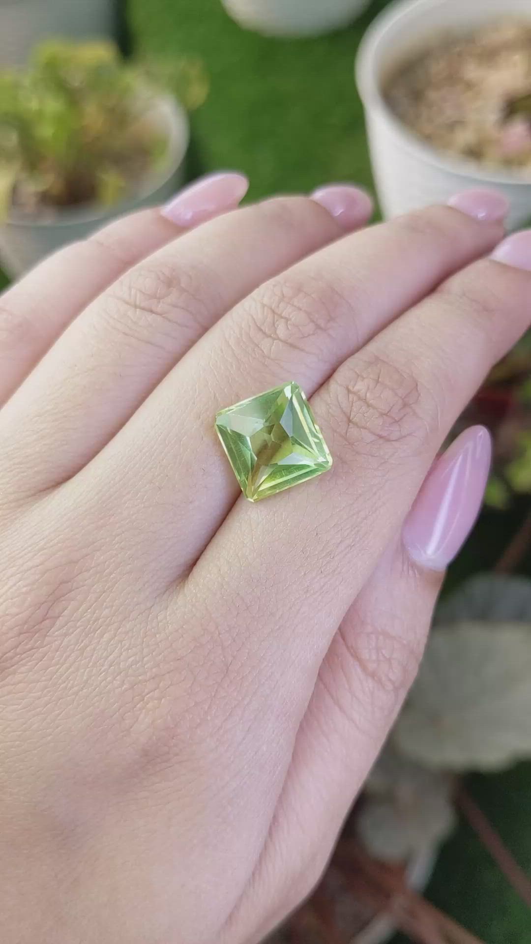 6.47 Ct. Yellowish Green Prasiolite from Brazil Size Video