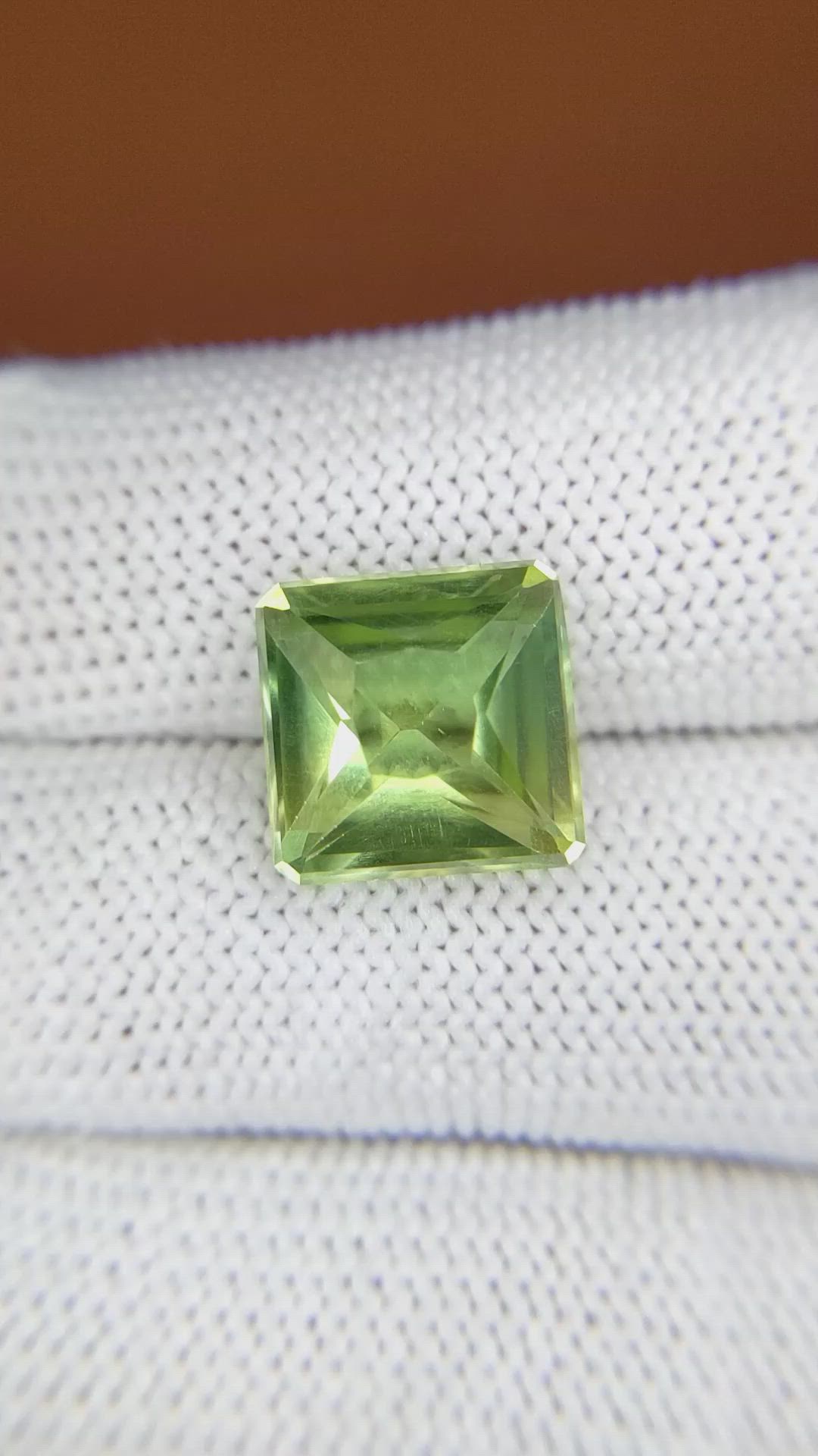 6.47 Ct. Yellowish Green Prasiolite from Brazil Size Video