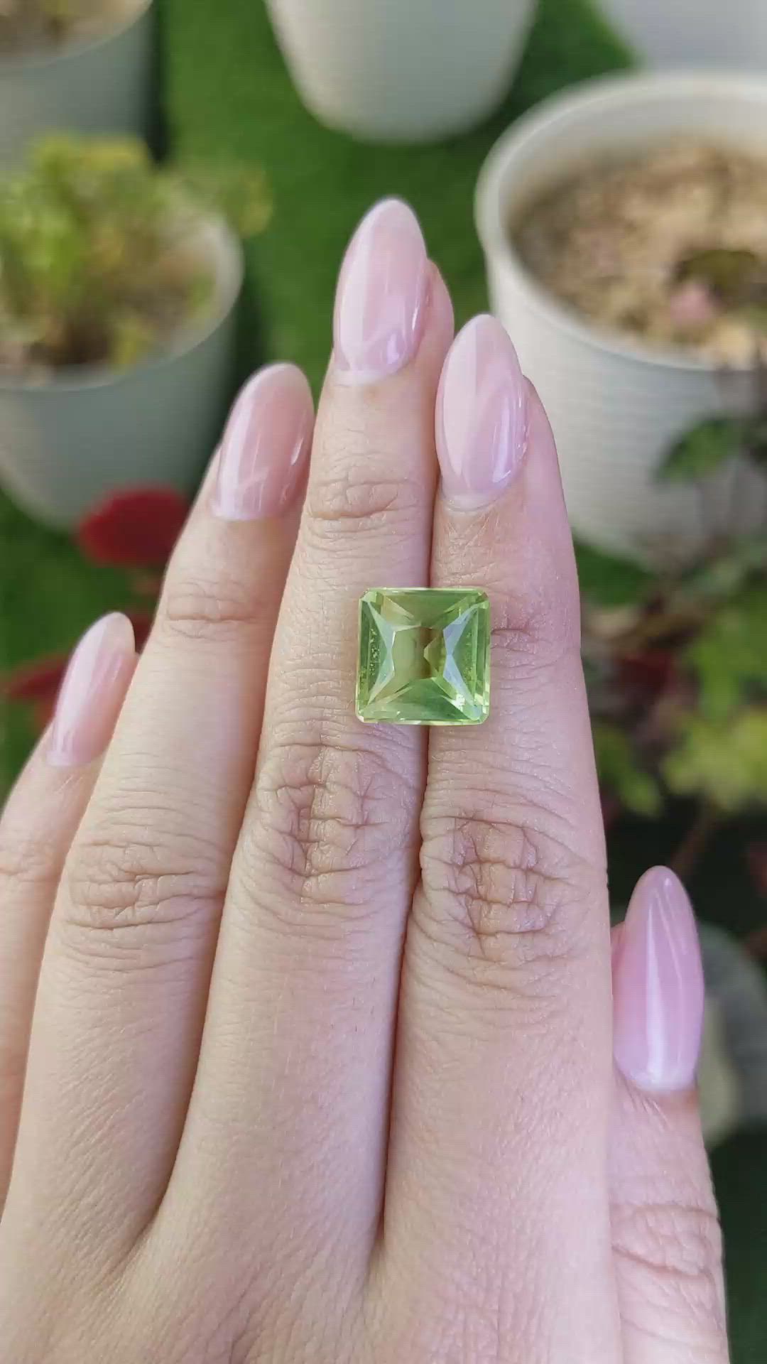 6.47 Ct. Yellowish Green Prasiolite from Brazil Size Video
