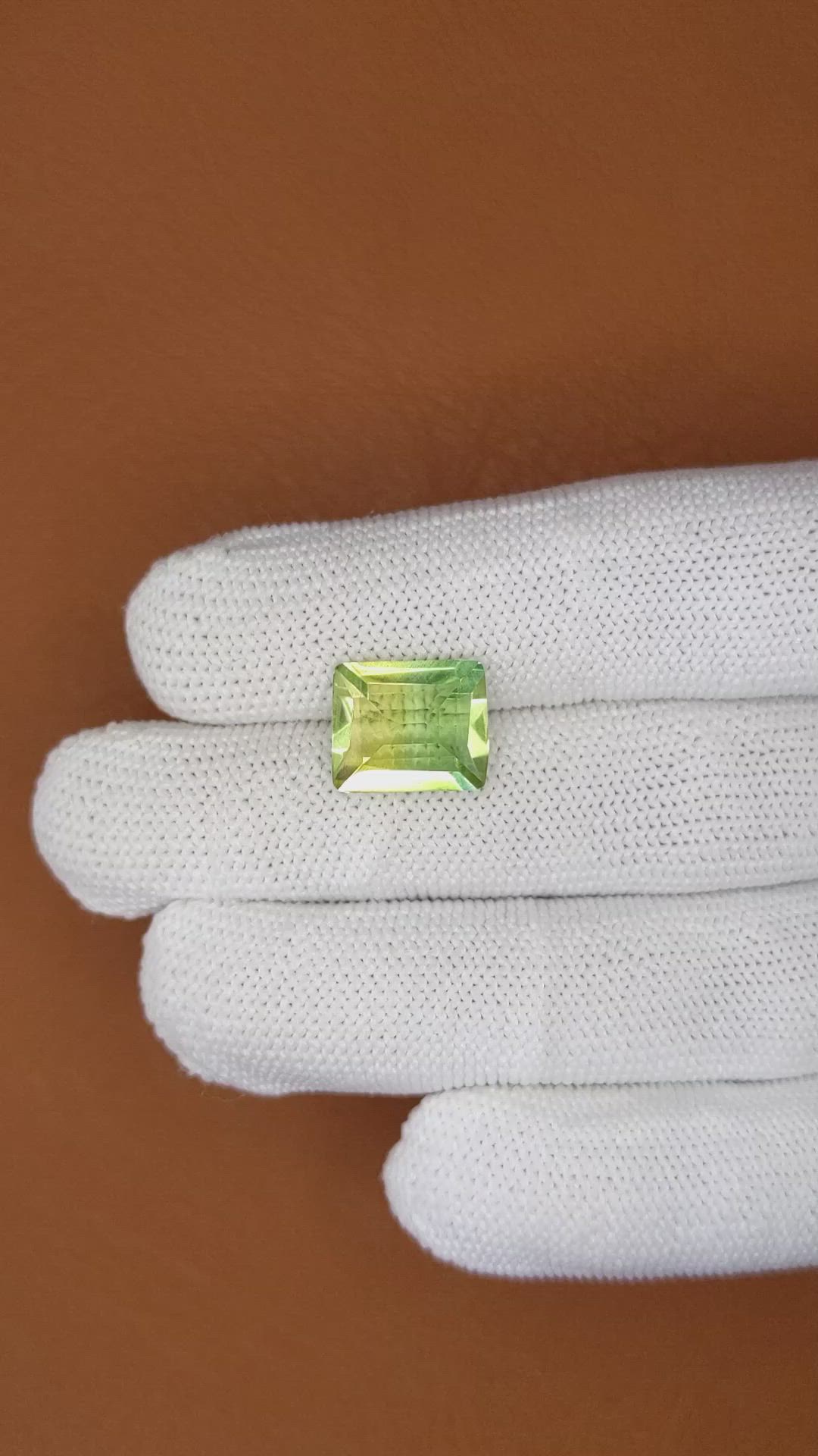 6.15 Ct. Yellowish Green Prasiolite from Brazil Size Video