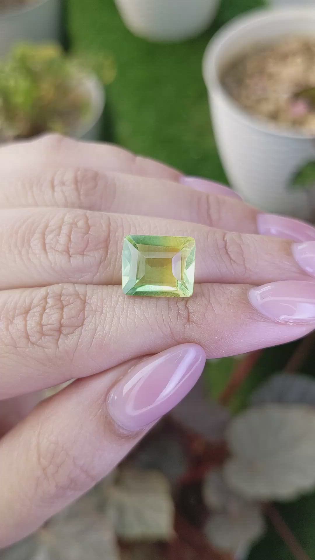 6.15 Ct. Yellowish Green Prasiolite from Brazil Size Video