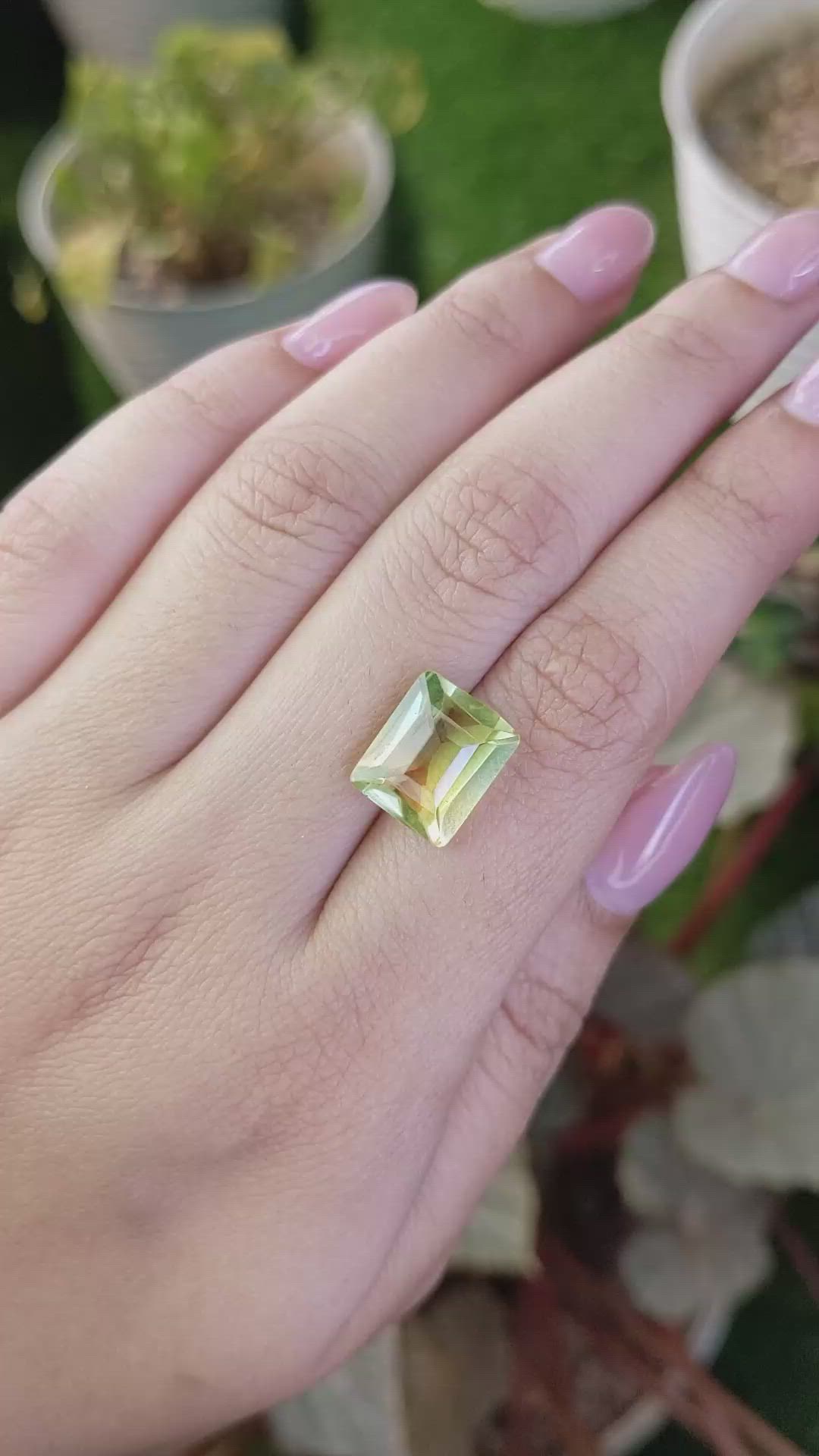 6.15 Ct. Yellowish Green Prasiolite from Brazil Size Video