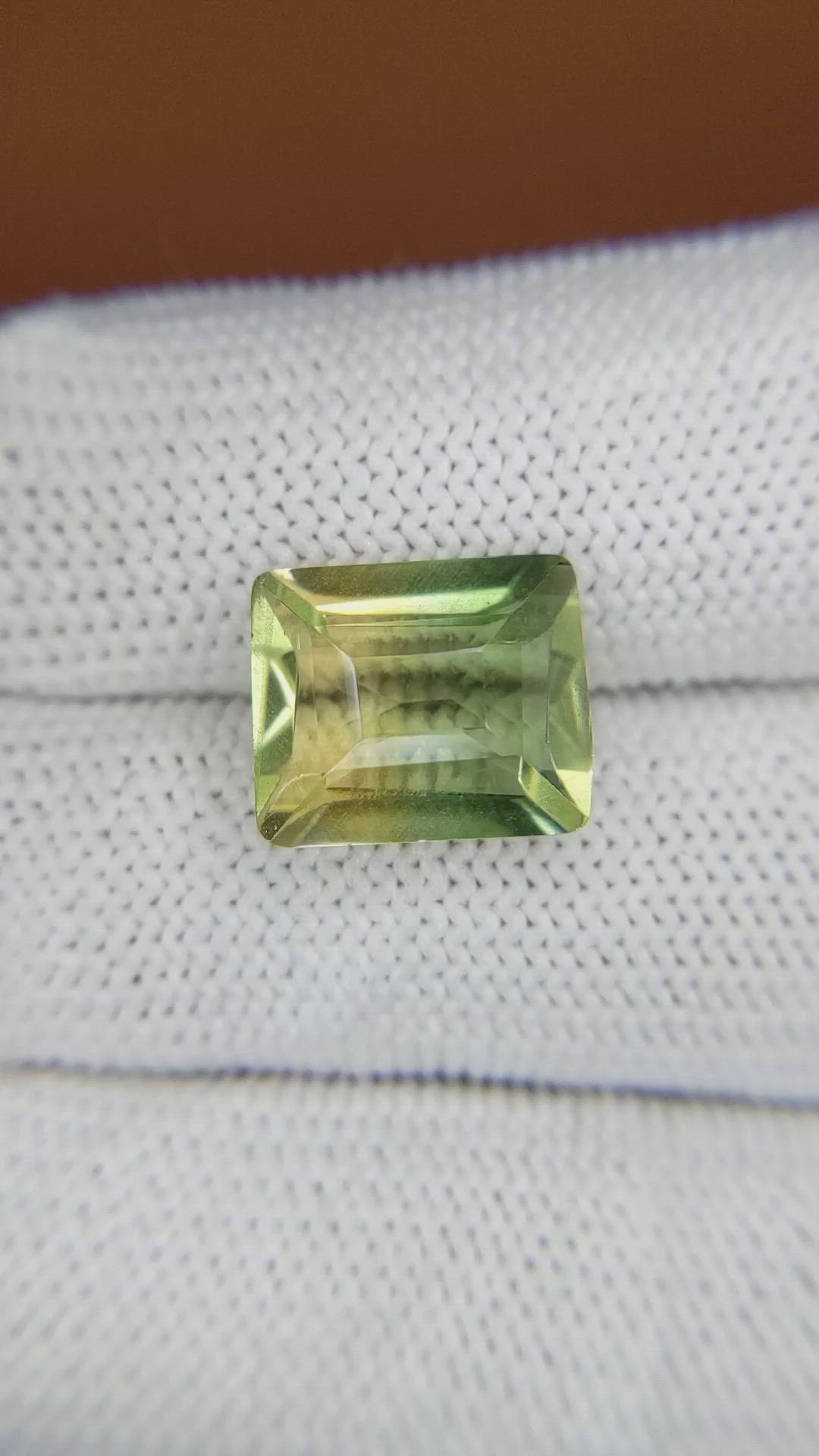 6.15 Ct. Yellowish Green Prasiolite from Brazil Size Video