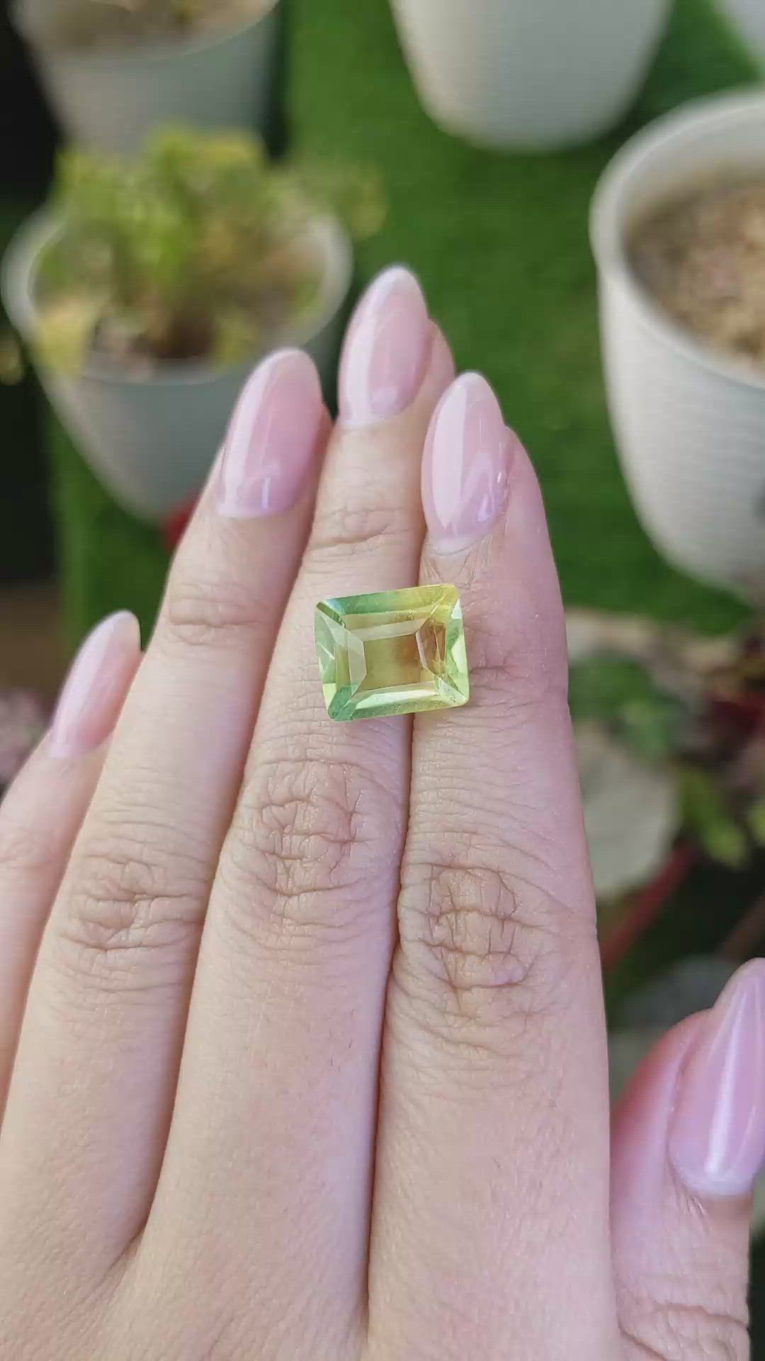 6.15 Ct. Yellowish Green Prasiolite from Brazil Size Video