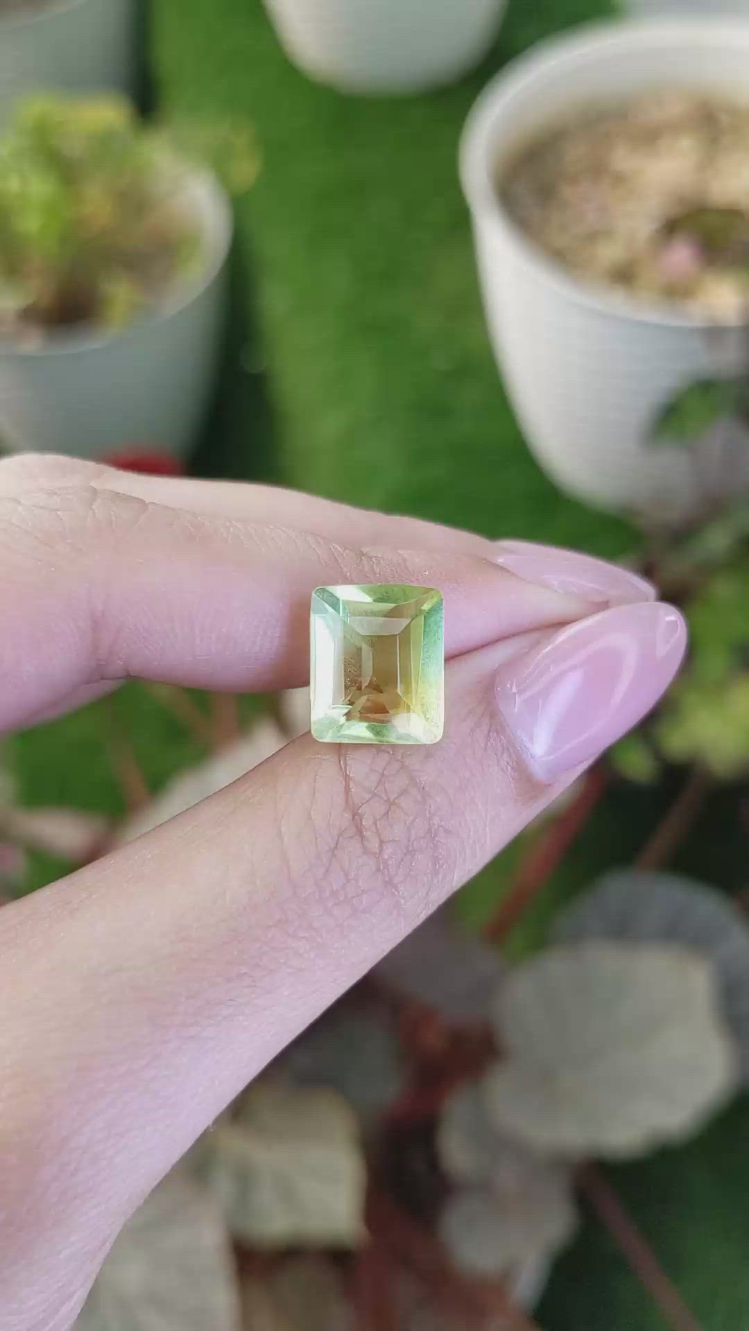6.15 Ct. Yellowish Green Prasiolite from Brazil Size Video