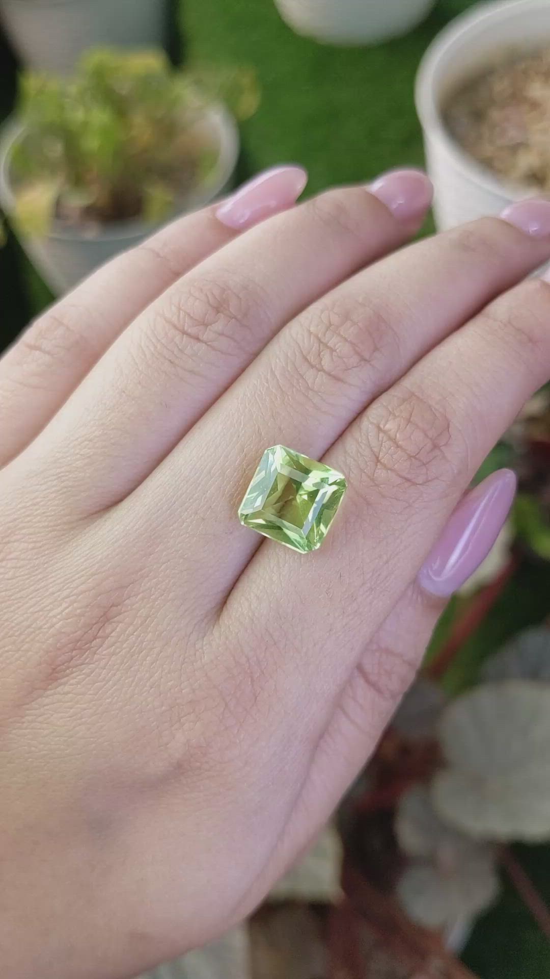 6.82 Ct. Yellowish Green Prasiolite from Brazil Size Video