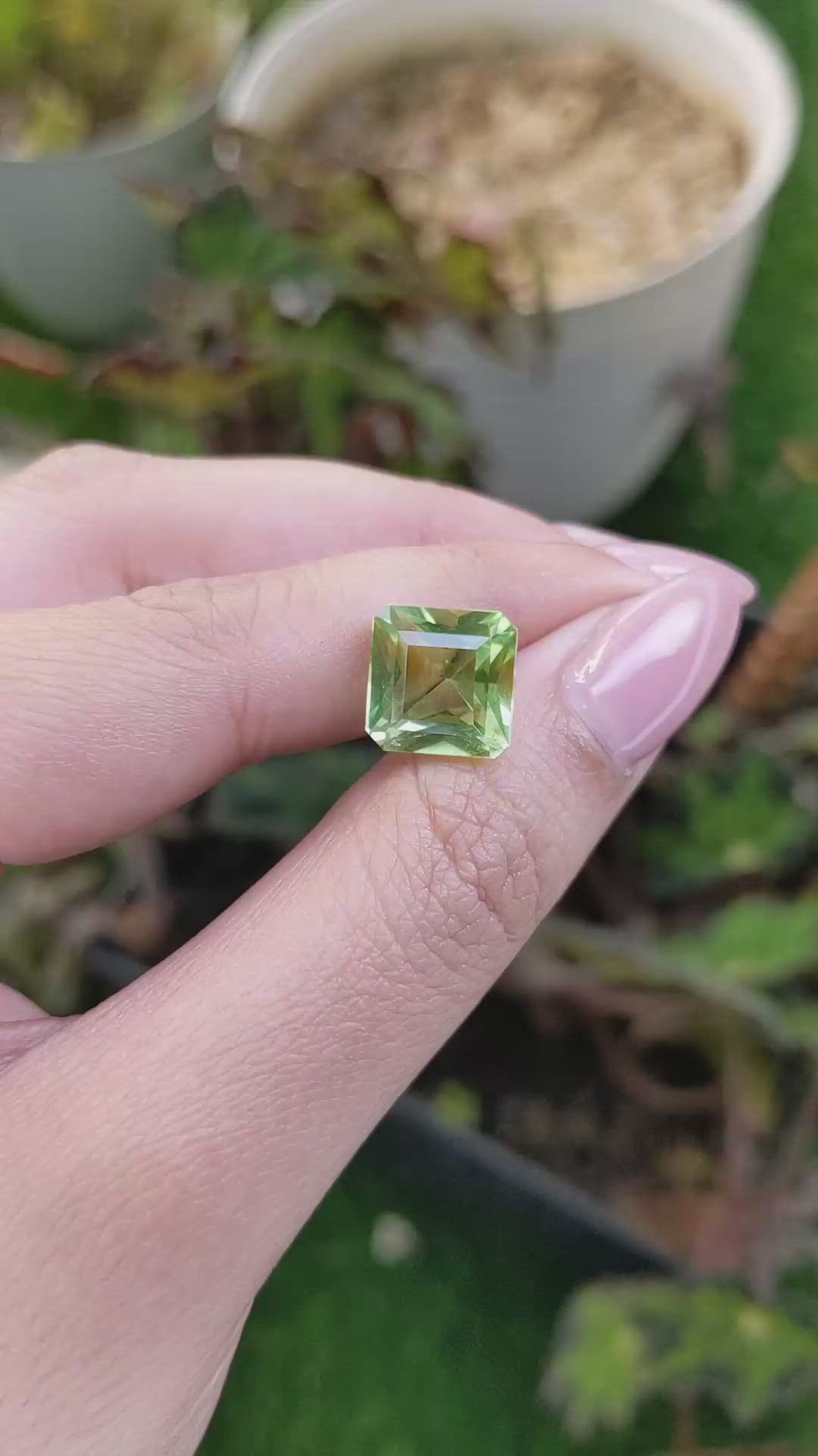 6.82 Ct. Yellowish Green Prasiolite from Brazil Size Video