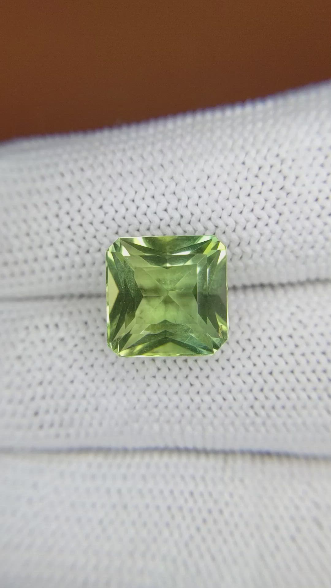 6.82 Ct. Yellowish Green Prasiolite from Brazil Size Video