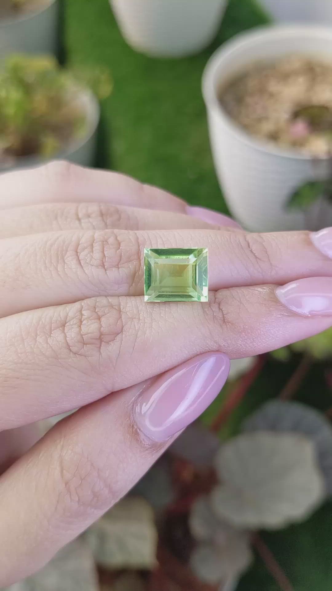 5.60 Ct. Yellowish Green Prasiolite from Brazil Size Video
